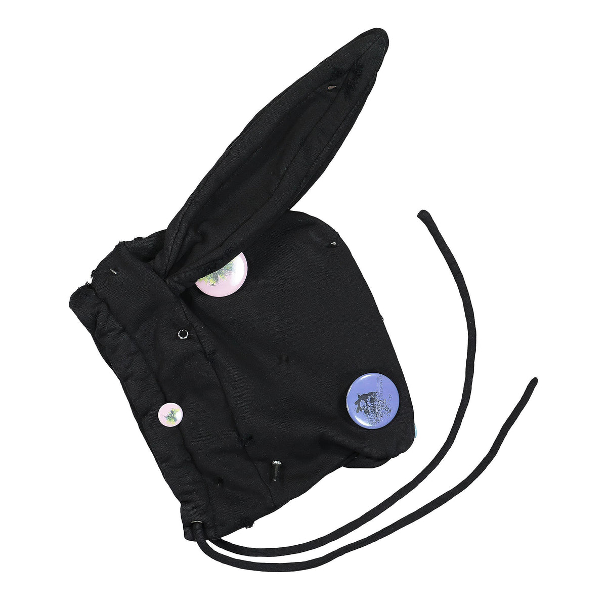 Liberal Youth Ministry Destroyed Bunny Hood Knit Black Hoodies Close-up | Overkill