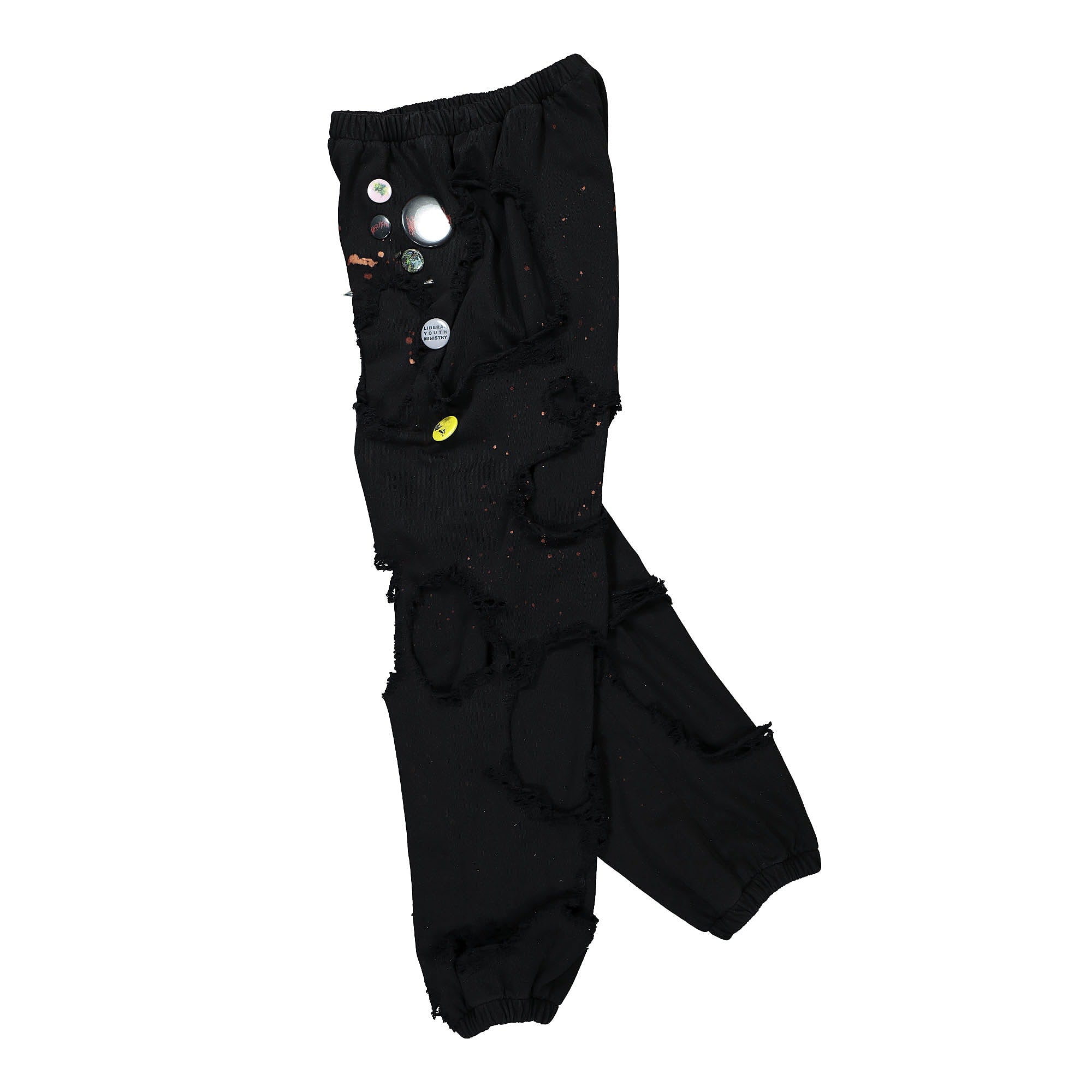 Liberal Youth Ministry Destroyed Pants Knit Black Casual Pants Close-up | Overkill