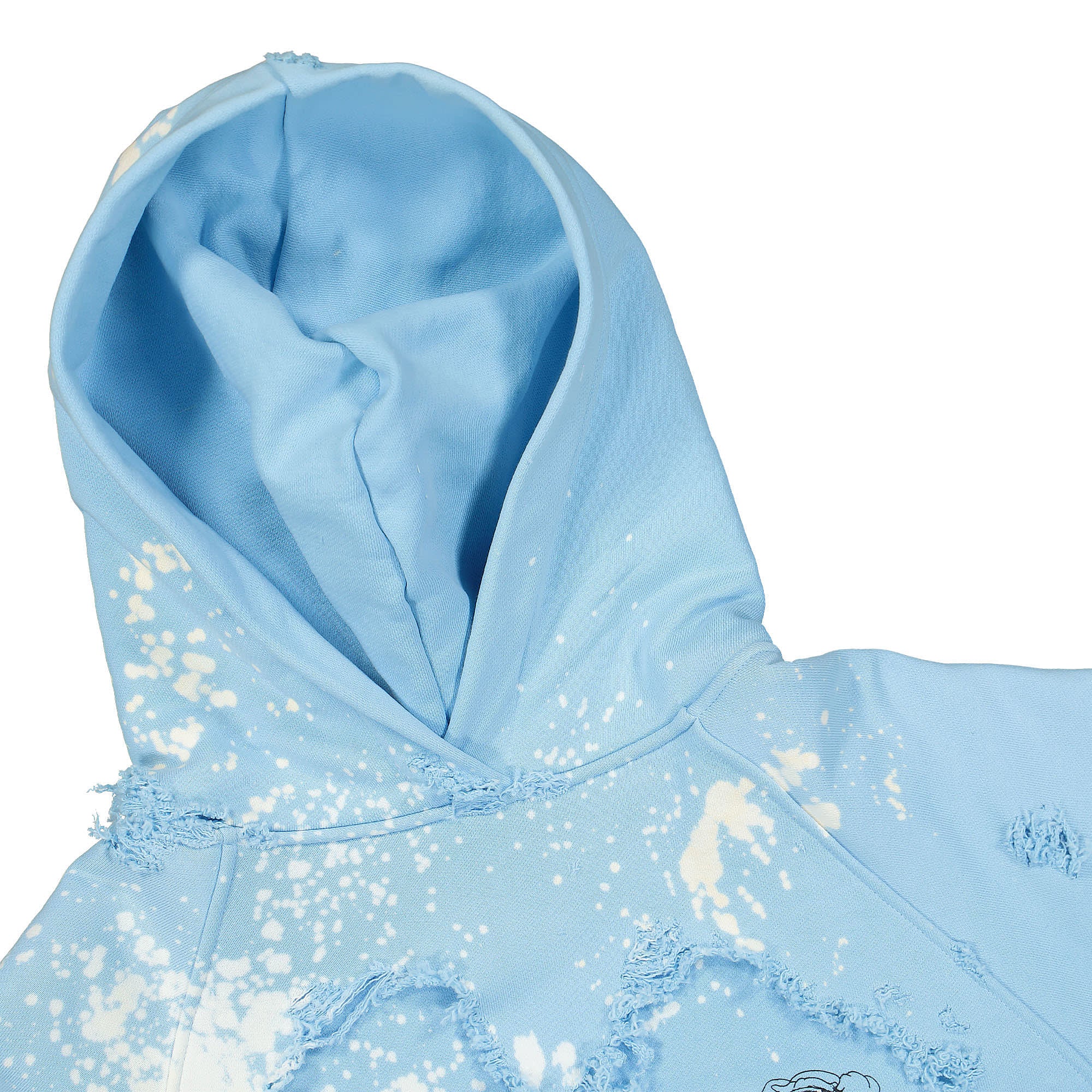 Liberal Youth Ministry Destroyed Bleached Hoodie Knit Blue Hoodies Close-up | Overkill