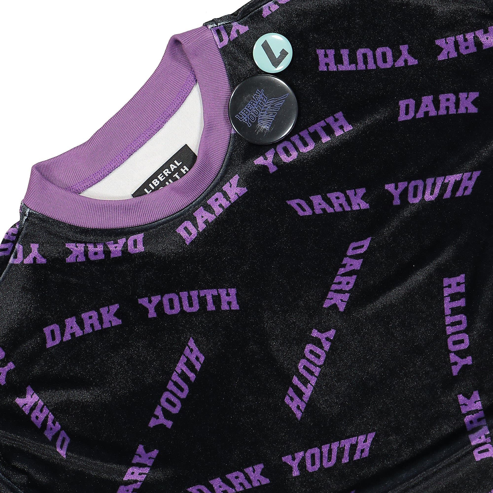 Liberal Youth Ministry Dark Youth Velvet Longsleeve T-Shirt Black / Purple Longsleeves Close-up | Overkill