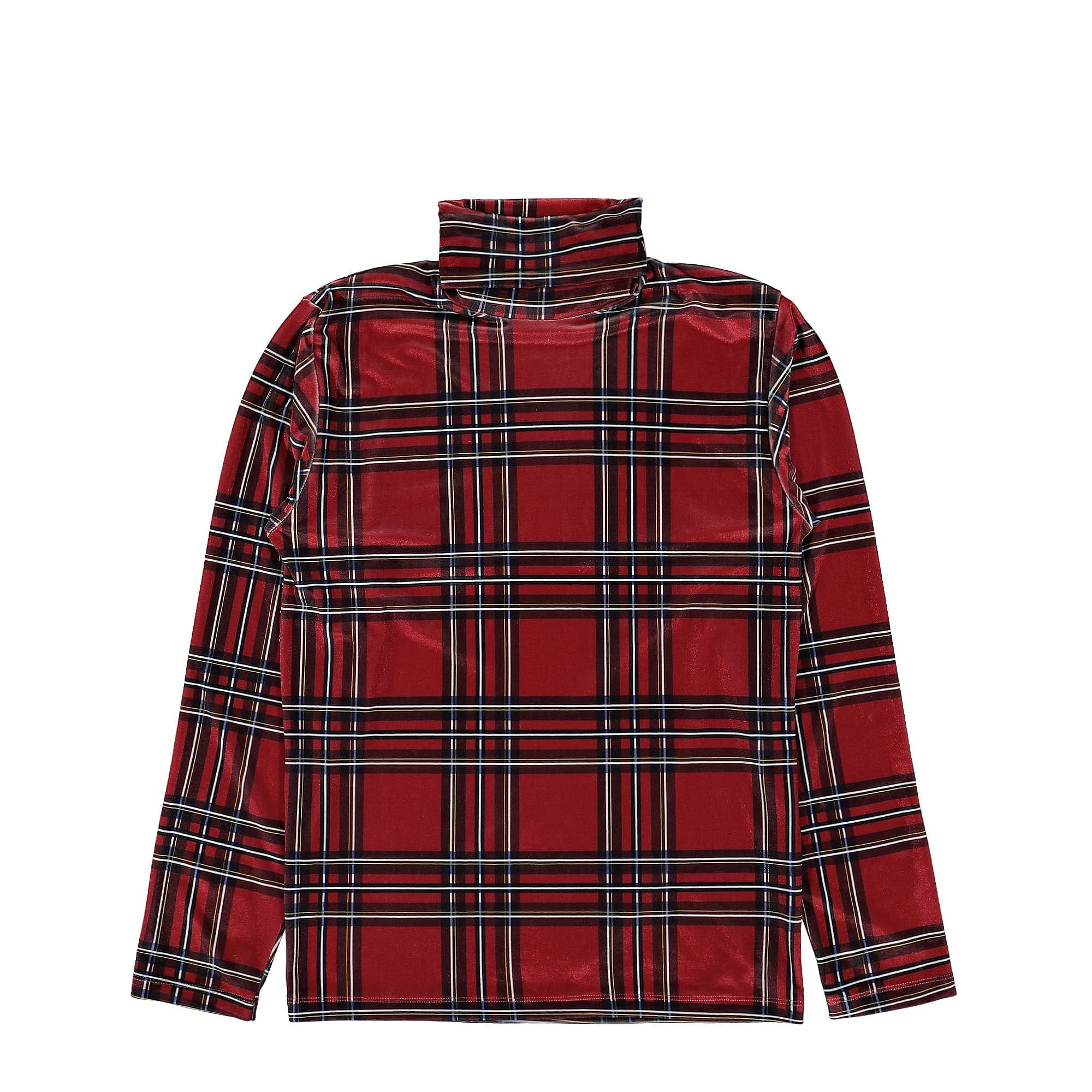 Liberal Youth Ministry Plaid Velvet Turtleneck Red Longsleeves LYM02T119 | Overkill