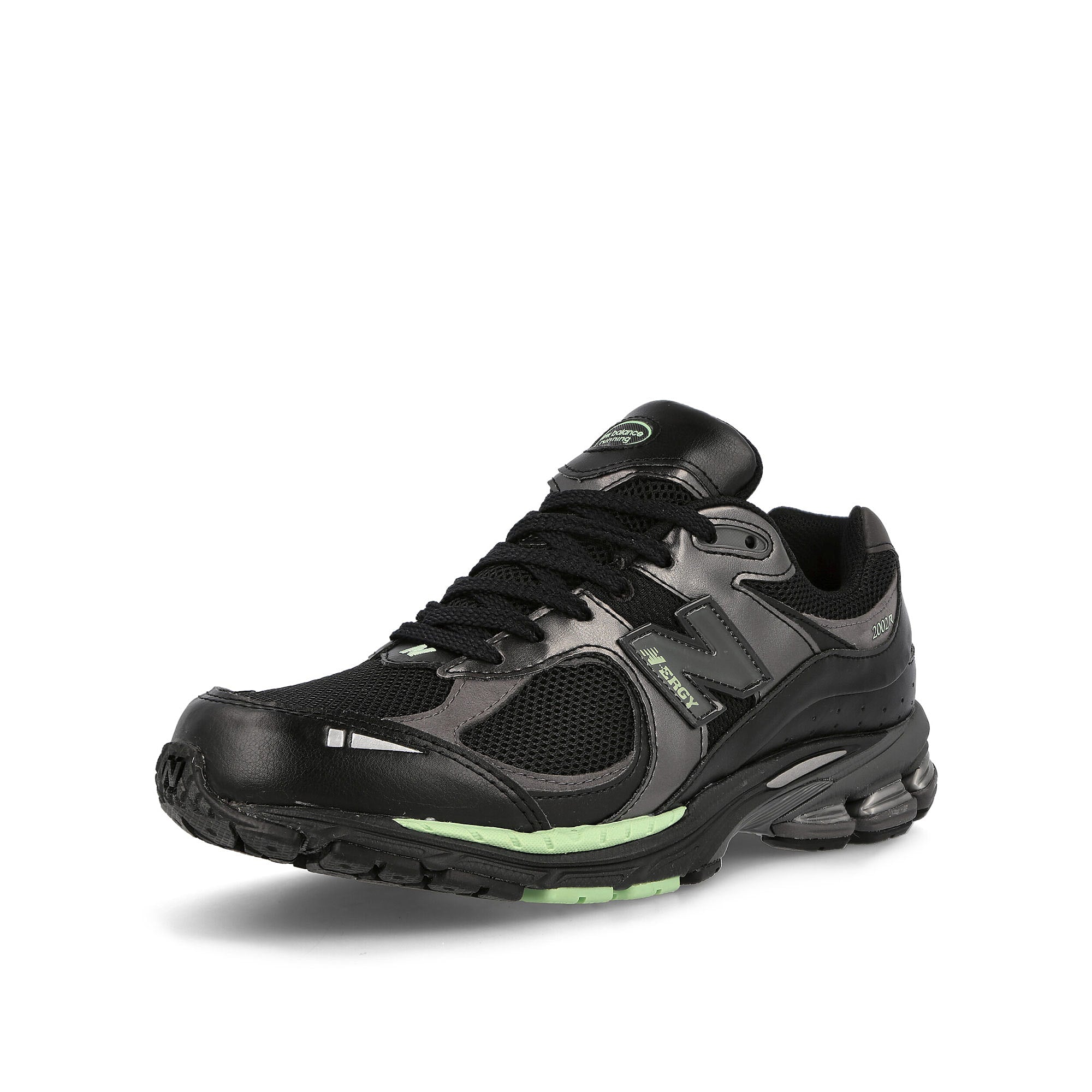 New Balance m2002rld Black-Green Low Top Sneakers Close Up | Overkill