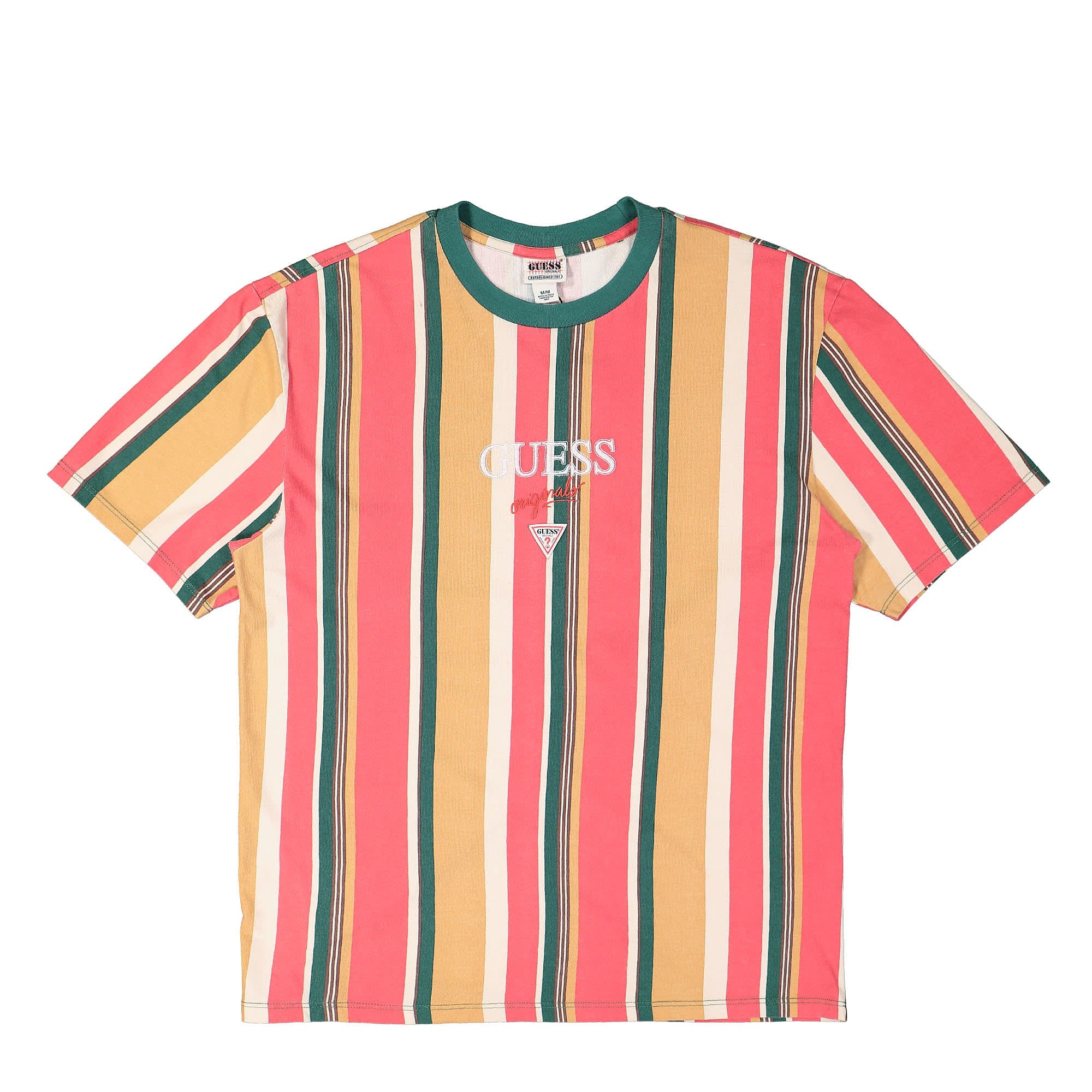 GUESS Originals Go Bryson Vertical Stripe Tee Real Orange T-Shirts M2BI04K9XF3-F30I | Overkill
