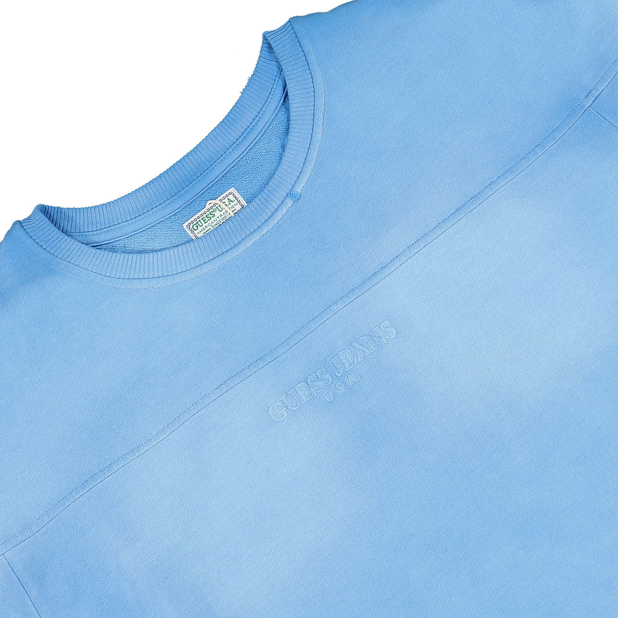 GUESS U.S.A. Classic Logo Crewneck Mediterran Sweatshirts Close-up | Overkill