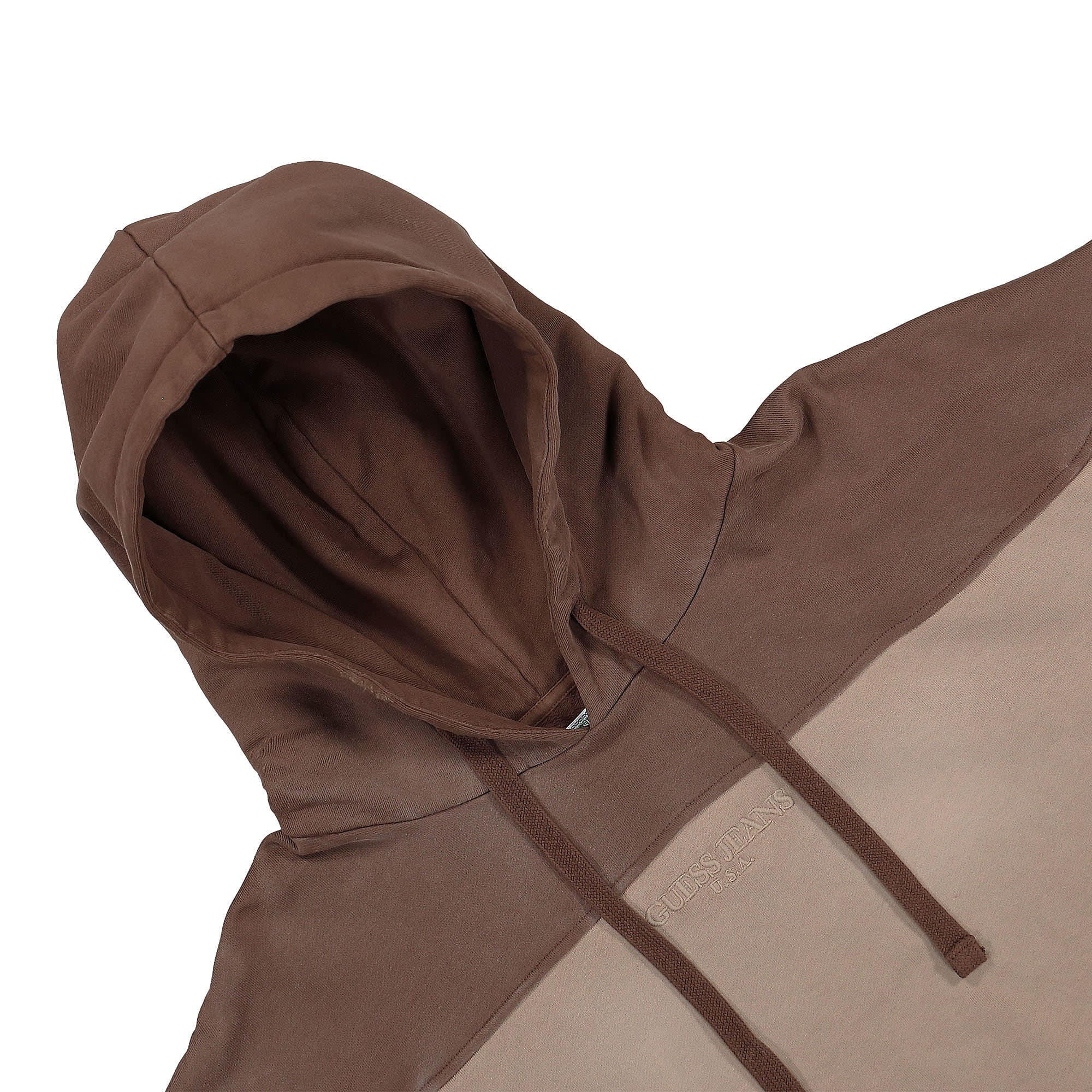 GUESS U.S.A. Two Tone Hoodie Roasted Almond Hoodies Close-up | Overkill