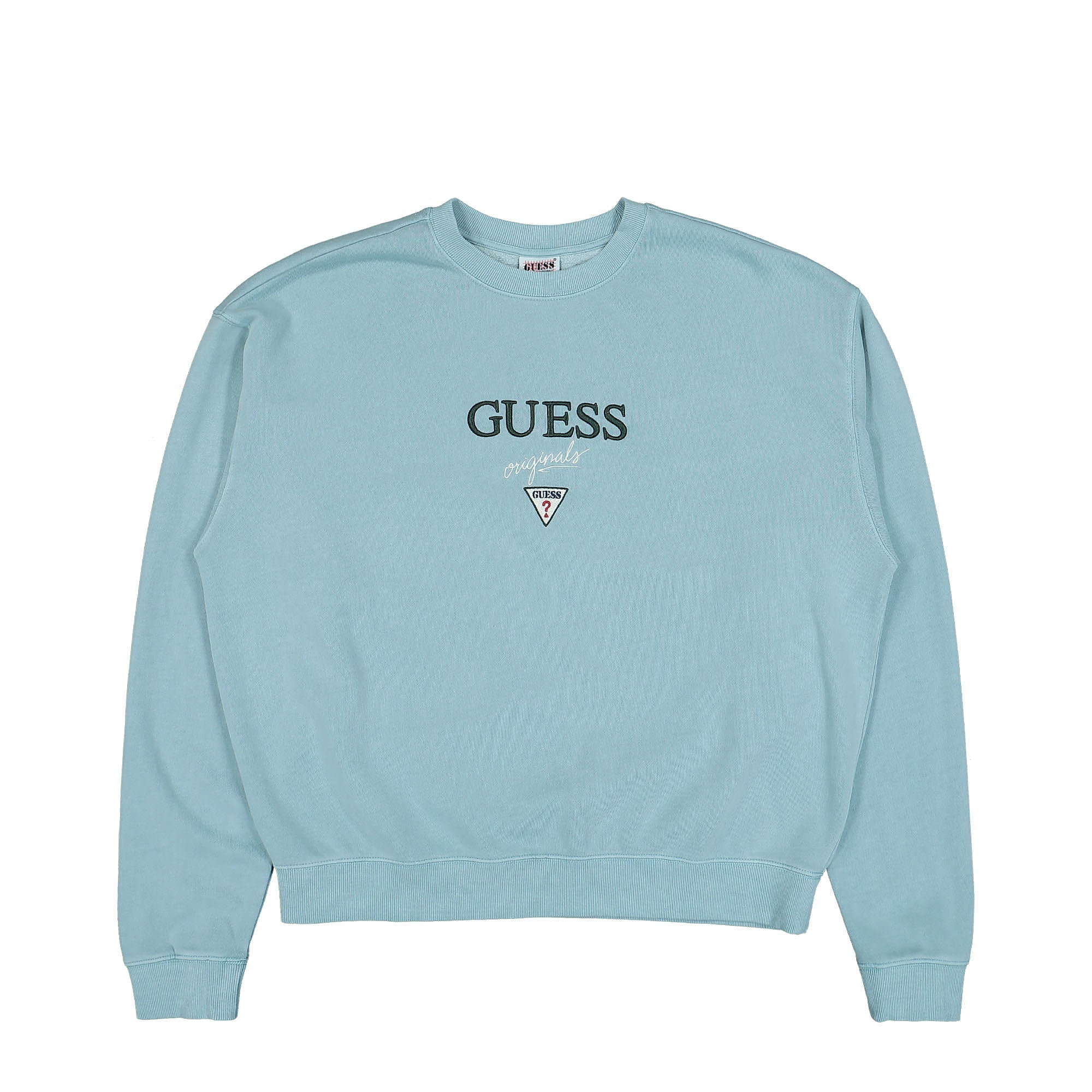 GUESS Originals Go Baker Logo Crewneck Soft Teal Sweatshirts M2BQ09K9YH1-F7ES | Overkill