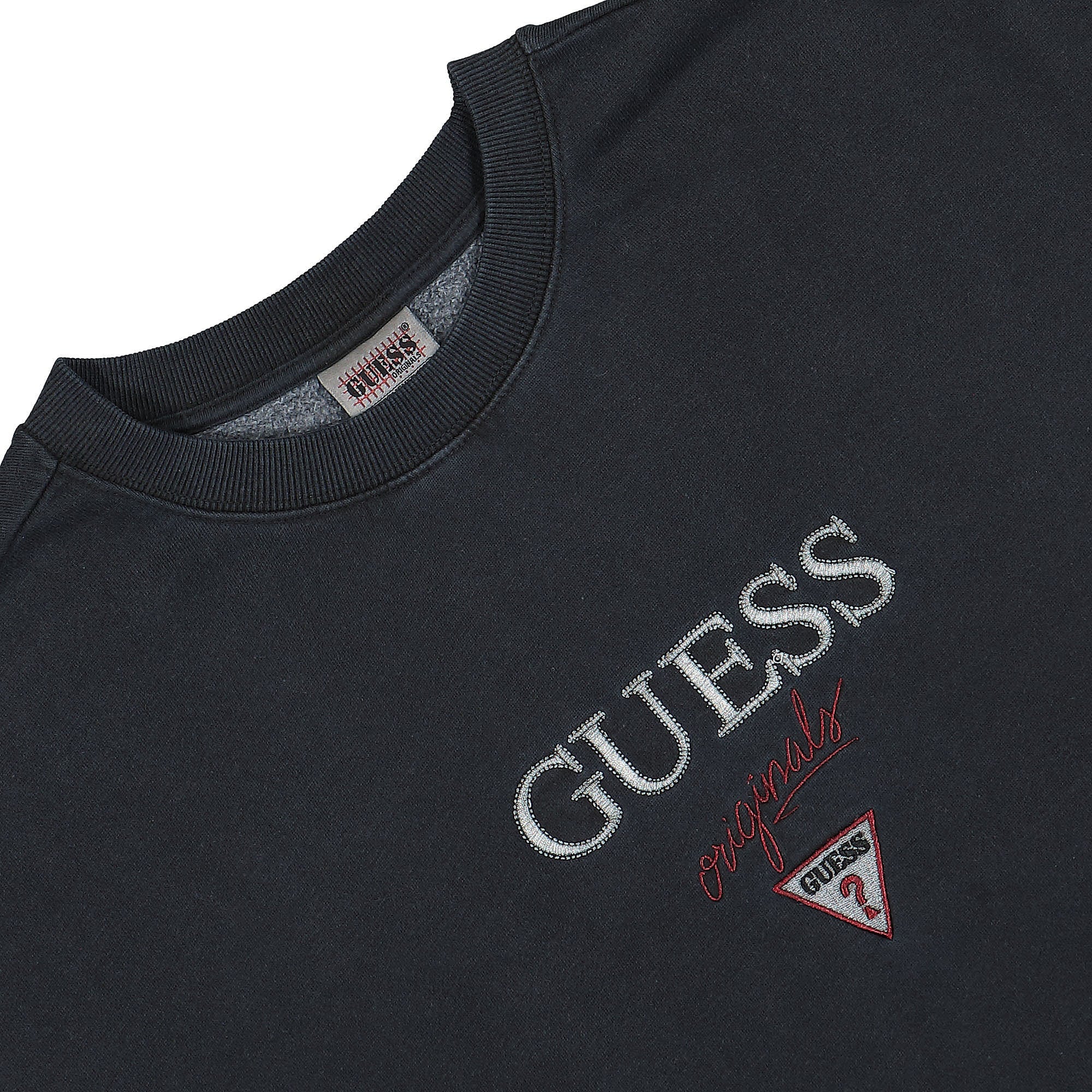 GUESS Originals Go Baker Logo Crewneck Jet Black Sweatshirts Close-up | Overkill
