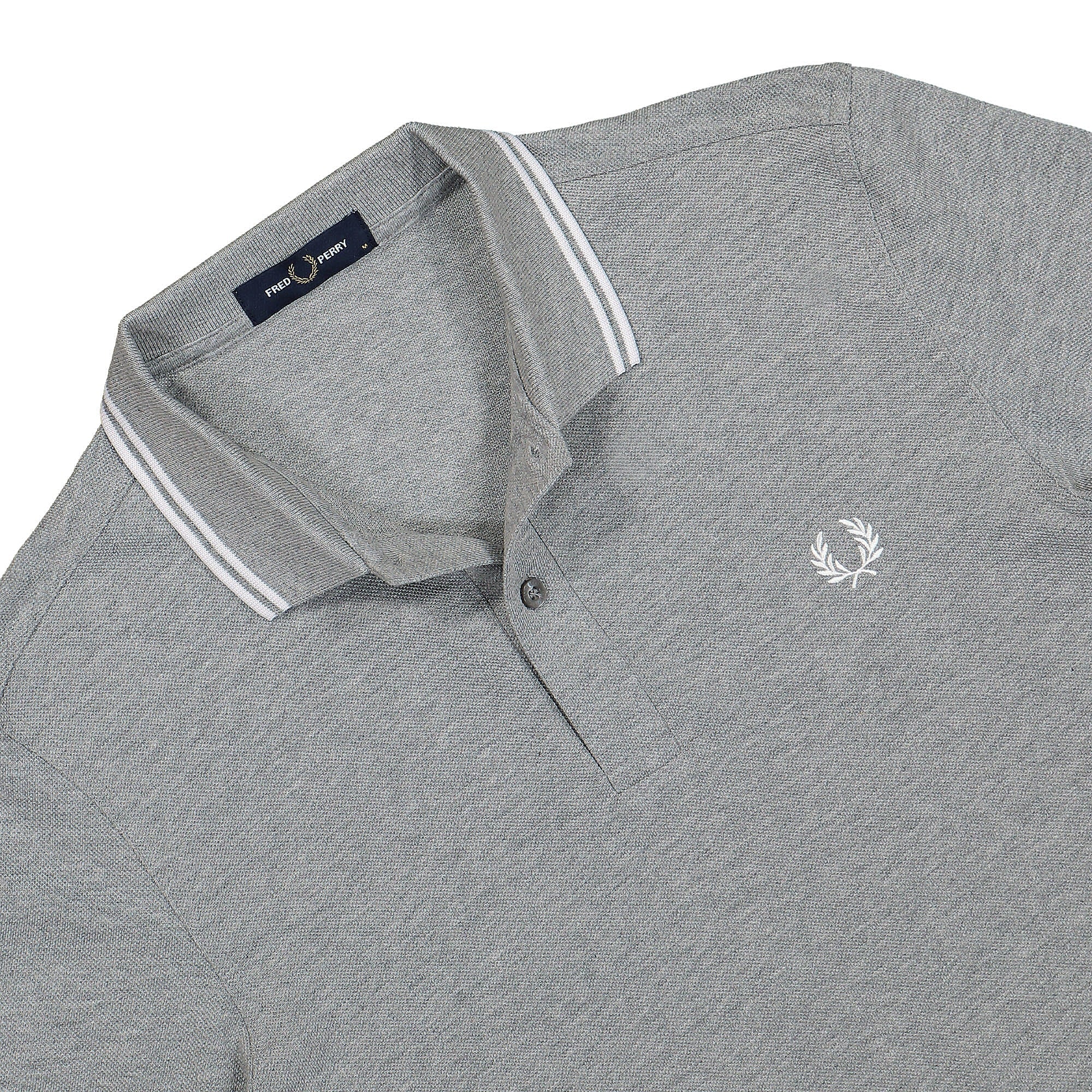 Fred Perry Twin Tipped Fred Perry Shirt Steel Marl / White Polo Shirts Close-up | Overkill