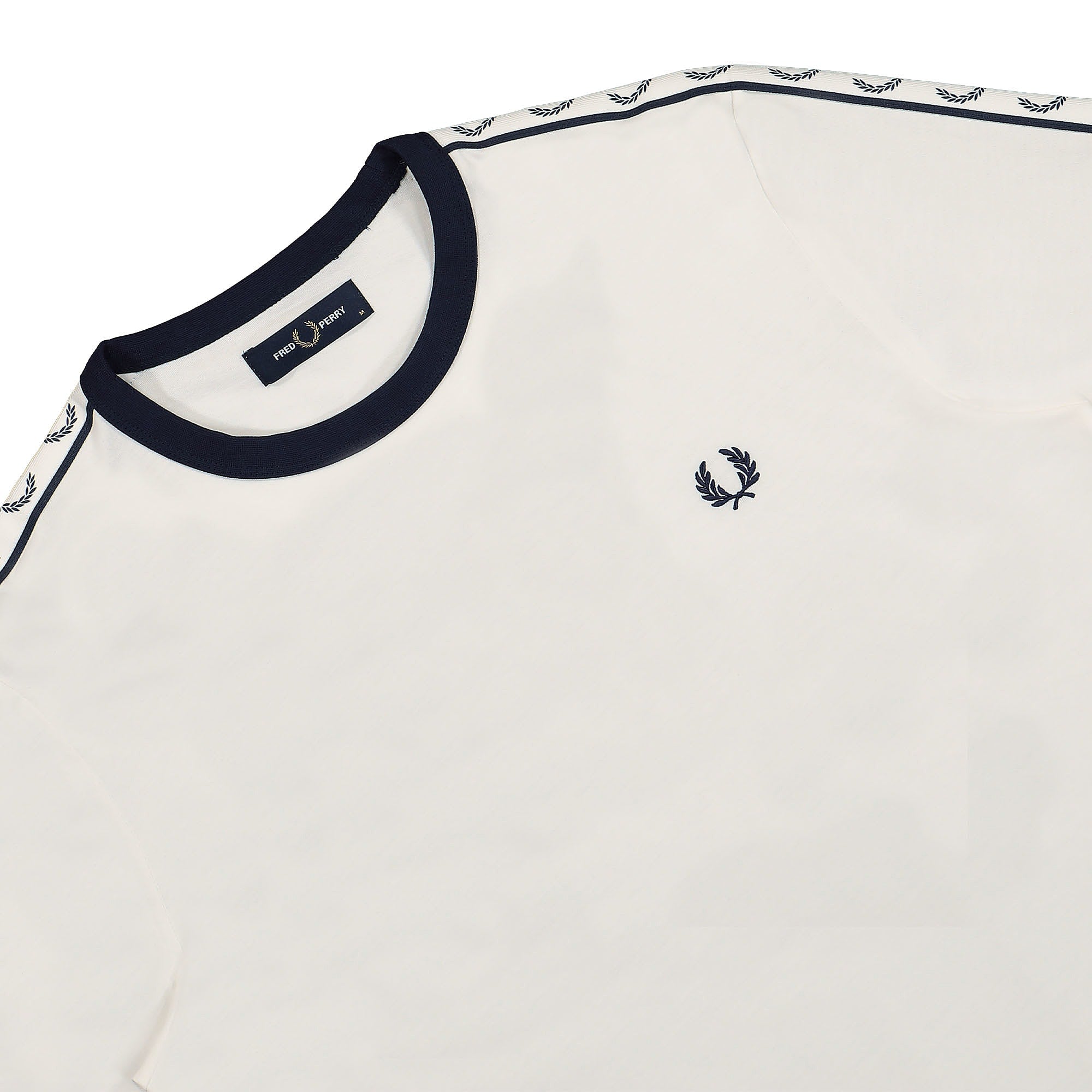 Fred Perry Taped Ringer T-Shirt Snow White T-Shirts Close-up | Overkill