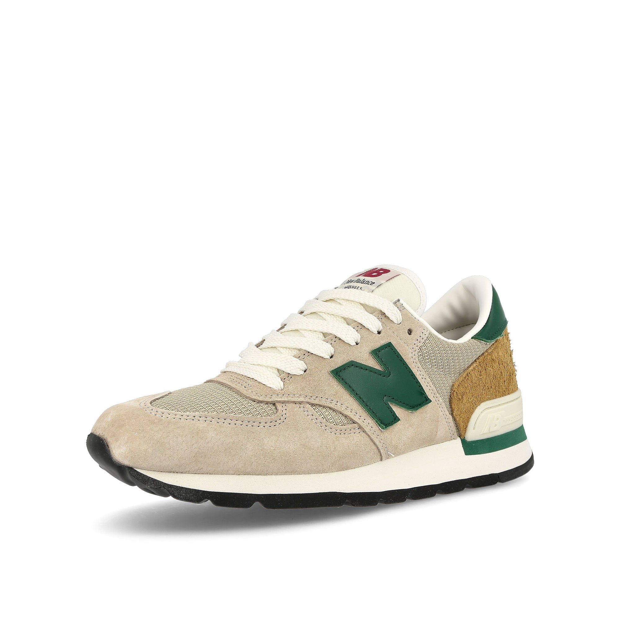 New Balance M990TG1 Beige-Green Low Top Sneakers Close Up | Overkill