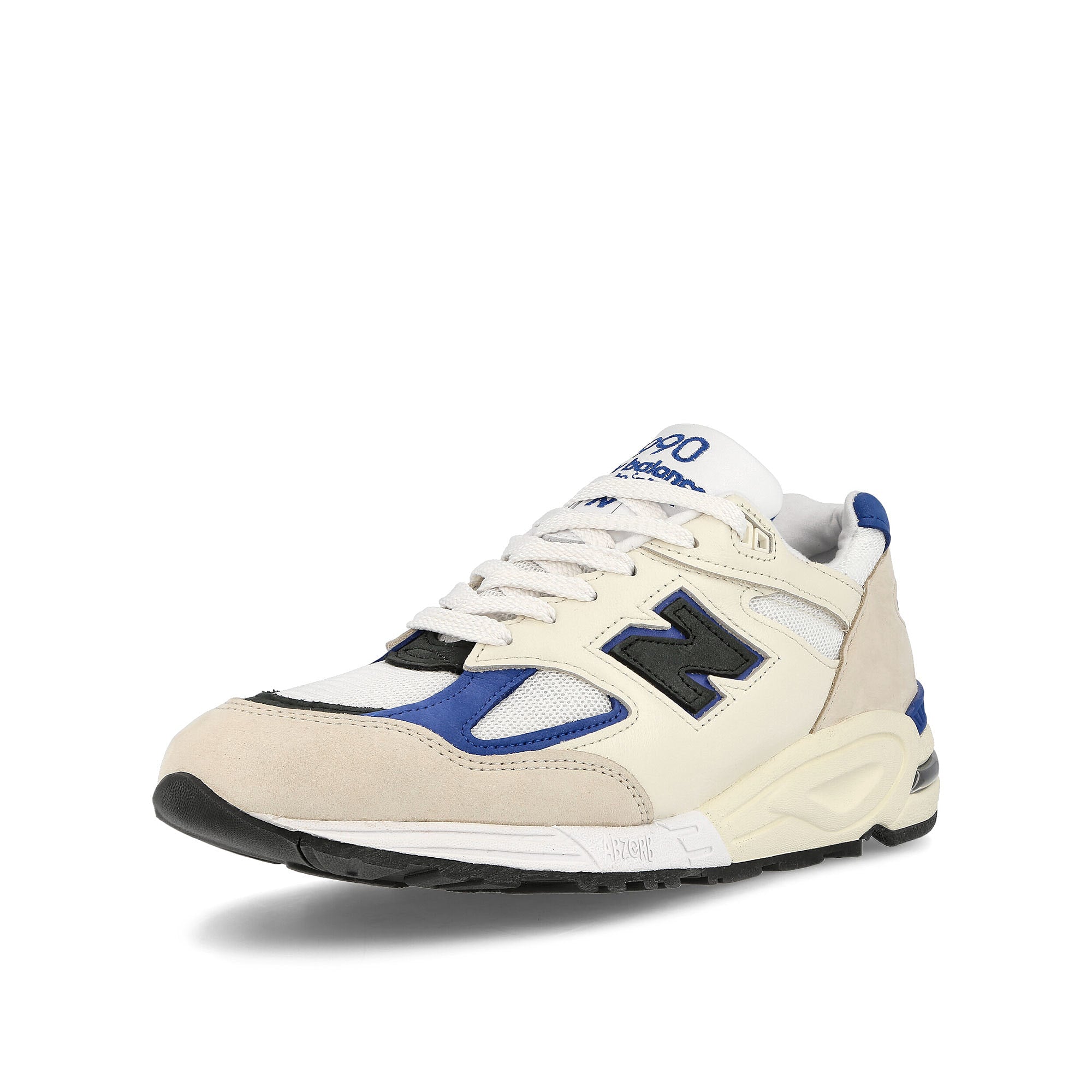 New Balance M990WB2 White-Blue Low Top Sneakers Close Up | Overkill
