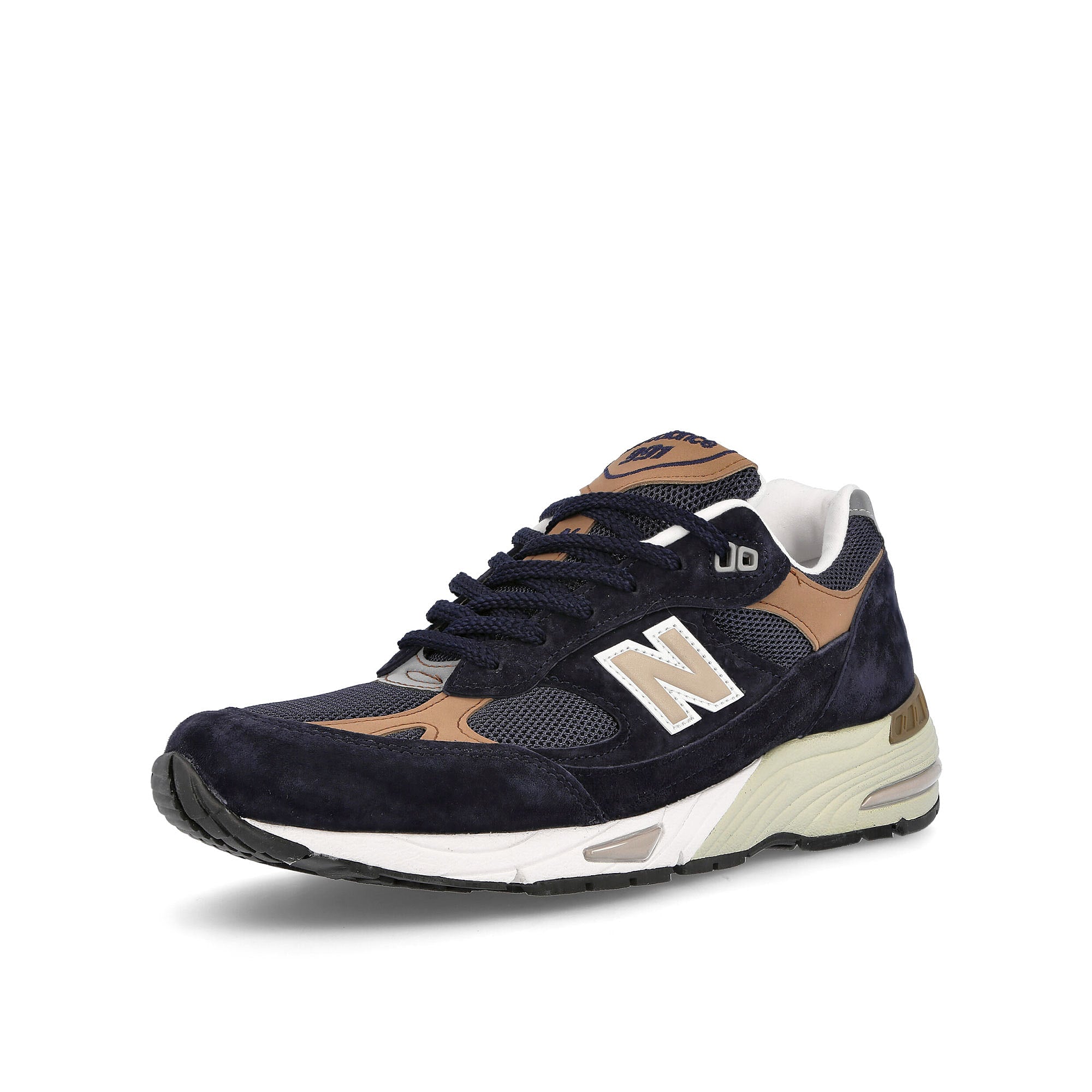 New Balance m 991 dnb Dark Navy-Brown Low Top Sneakers Close Up | Overkill