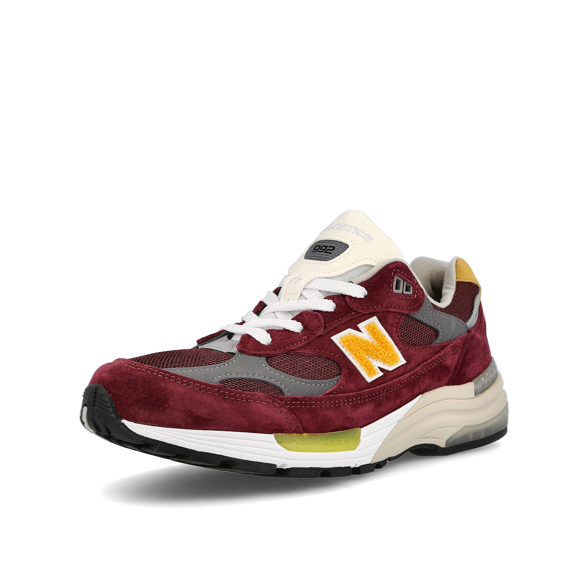New Balance m 992 ca Burgundy-White Low Top Sneakers Close Up | Overkill