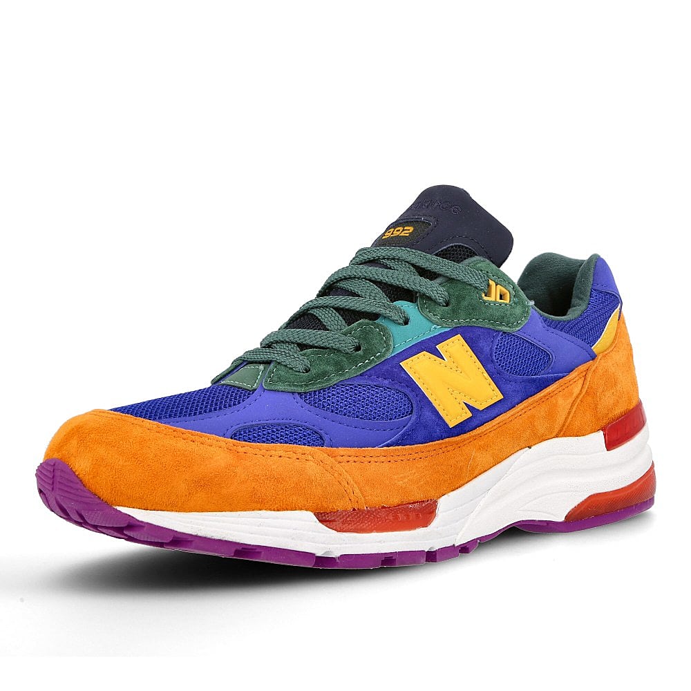 New Balance m 992 mc Orange-Blue Low Top Sneakers Close Up | Overkill