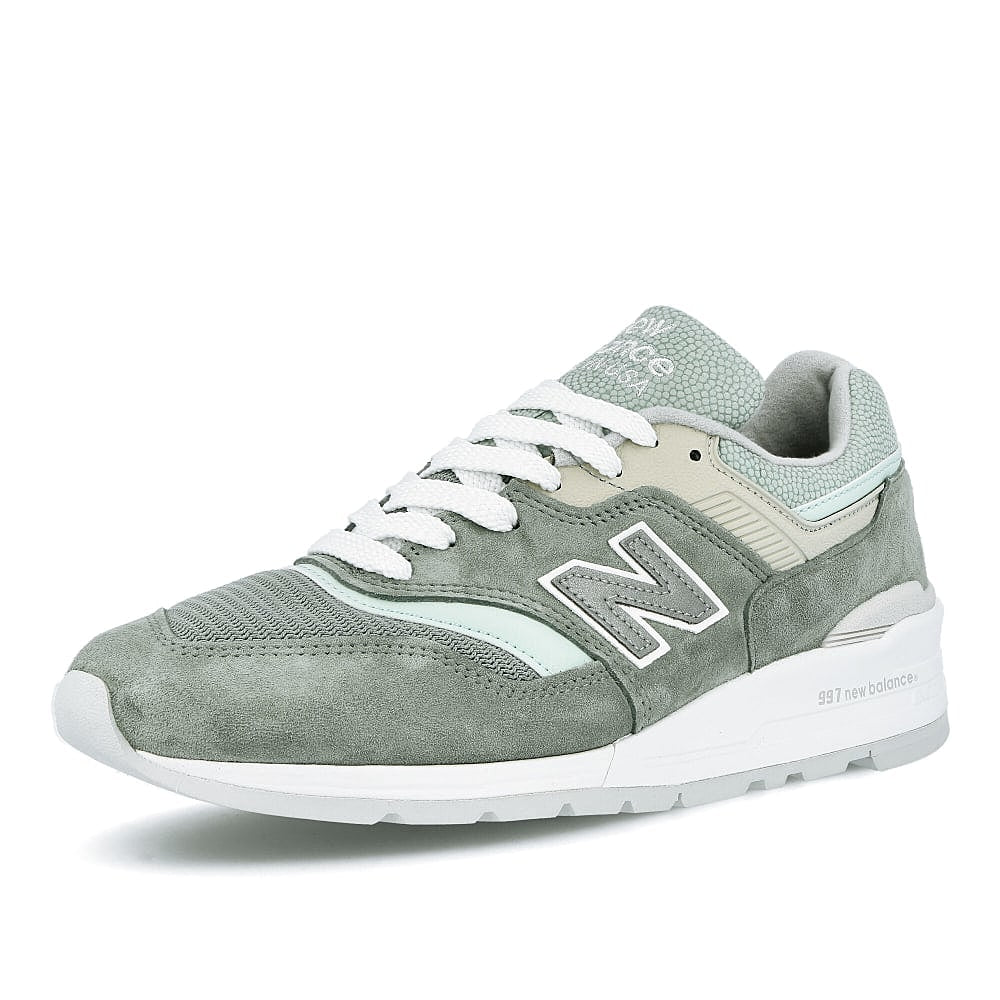 New Balance m 997 sob Green-White Low Top Sneakers Close Up | Overkill