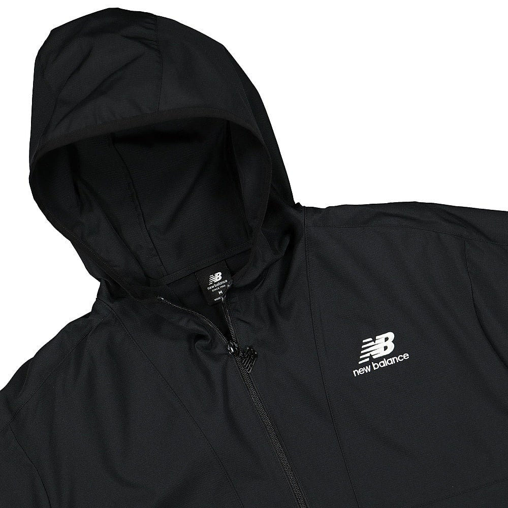New Black New Balance Athletics Full Zip Windbreaker Black Windbreaker Close-up | Overkill