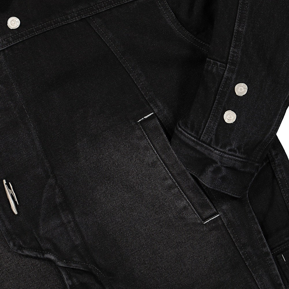 C2H4 Mastermind x C2H4 Asymmetrical Layered Denim Jacket Faded Black Jackets Detailfoto | Overkill