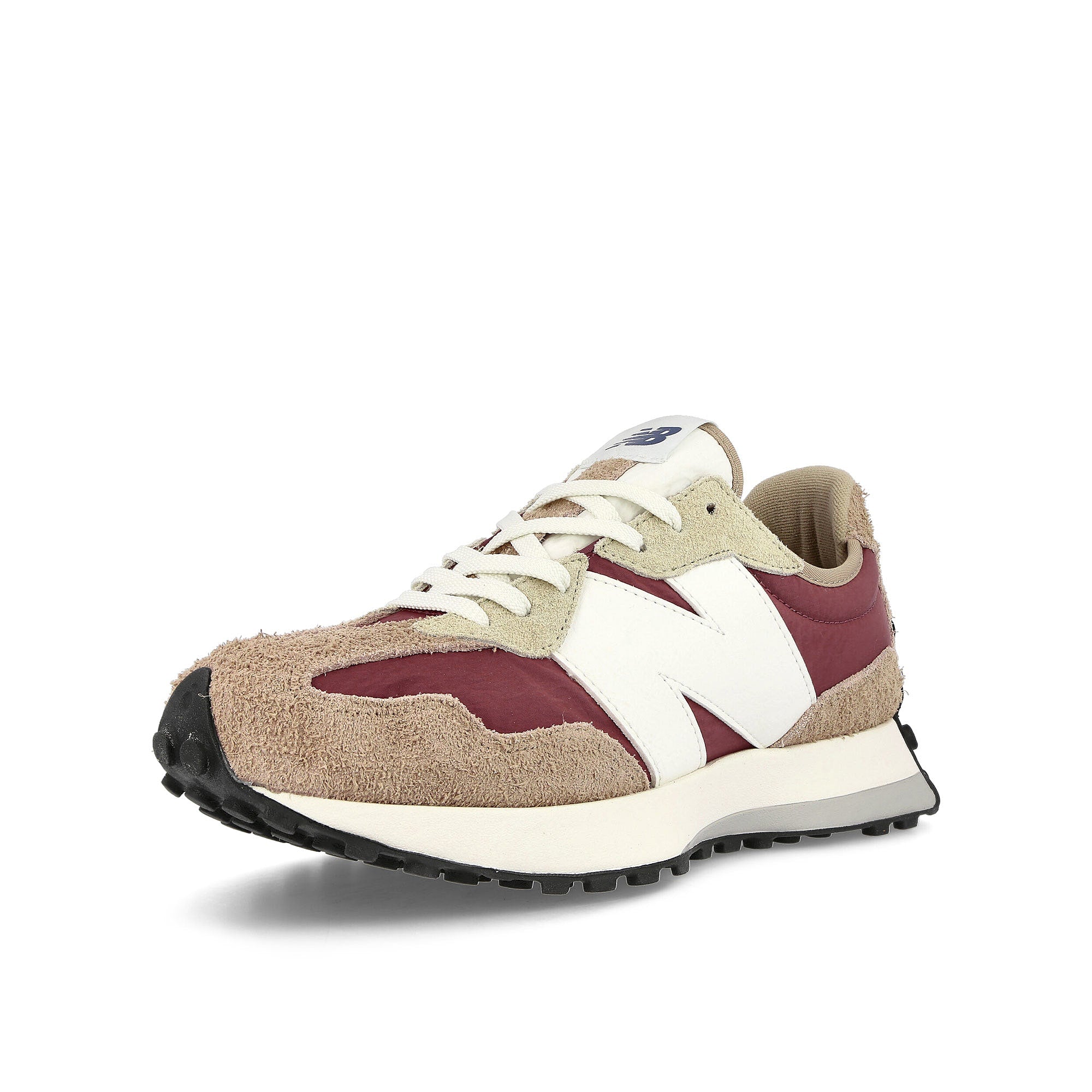 New Balance MS327CP Beige / Burgundy Low Top Sneakers Close Up | Overkill