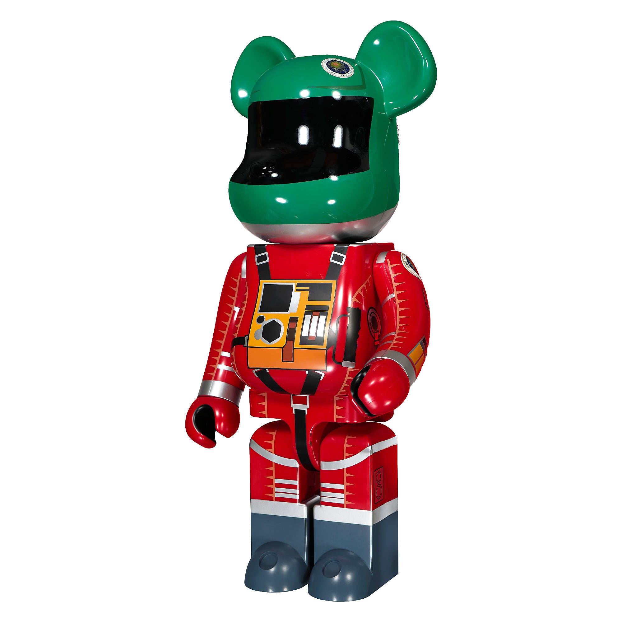 Medicom Be@rbrick Space Suit Green Helmet & Orange Suit Ver. 1000% Multicolor Collectibles & Toys Close-up | Overkill