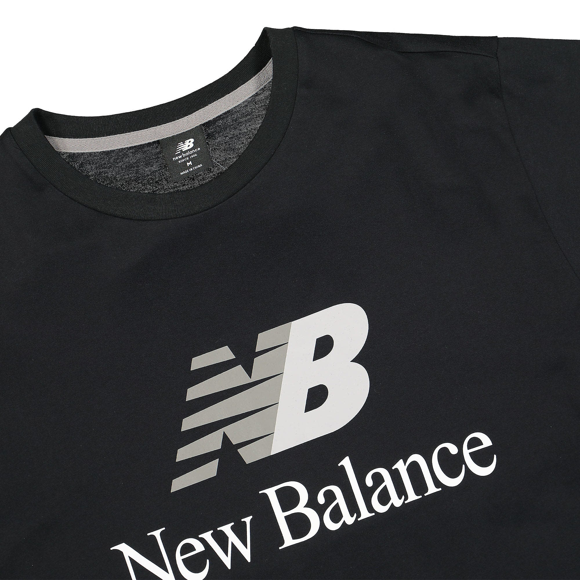 New Balance Essentials Celebrate Split Logo Tee Black T-Shirts Close-up | Overkill