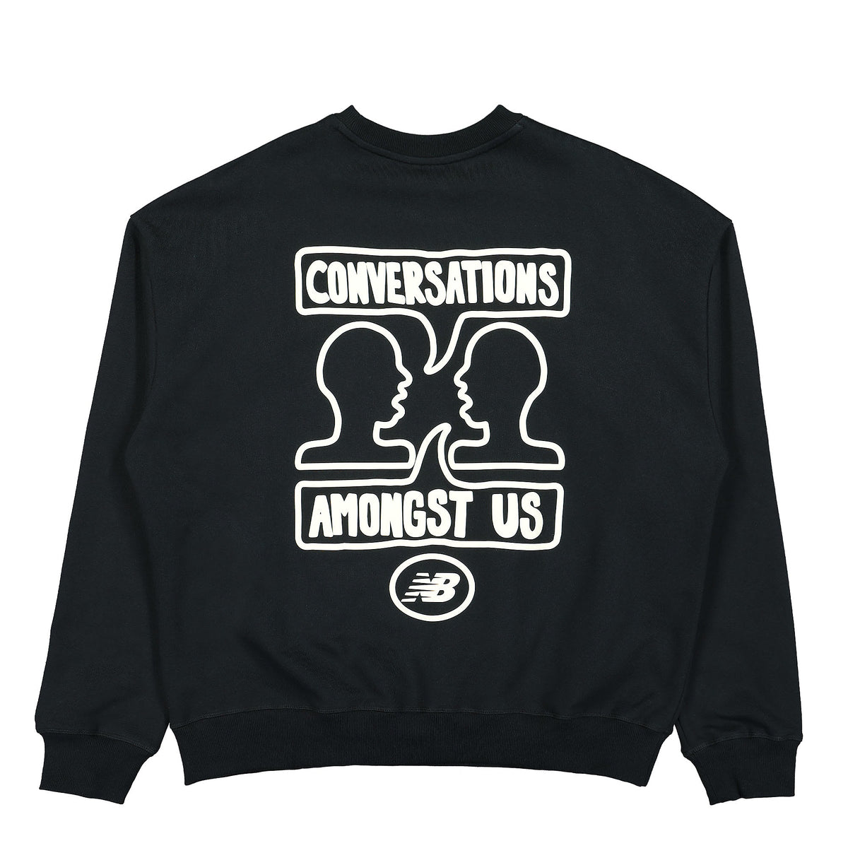 New Balance Conversations Amongst Us Crewneck Black Sweatshirts Close-up | Overkill