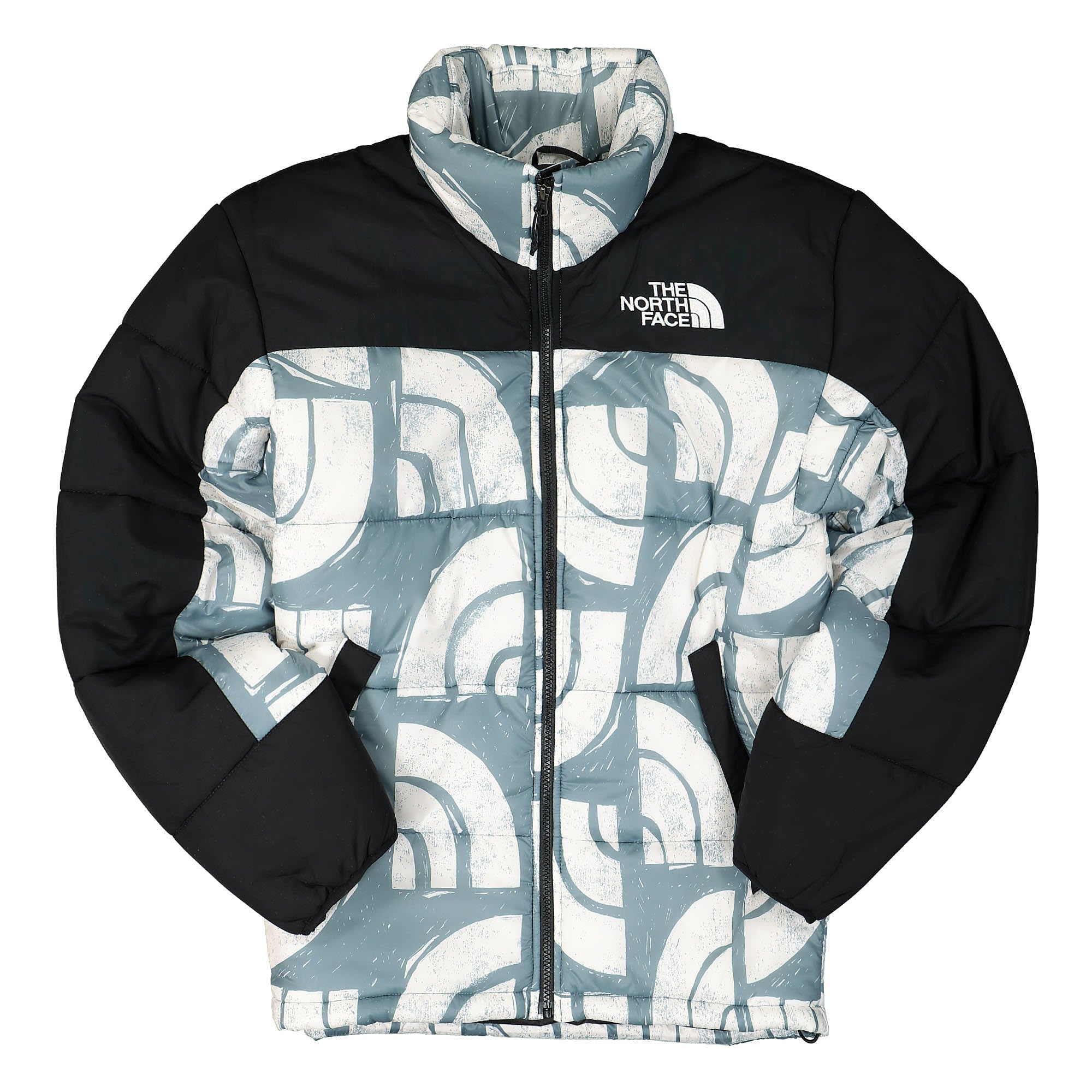 The North Face Himalayan Insulated Jacket Goblin Blue Woodblock Half Dome Print Puffer Jackets NF0A4QYZ537 | Overkill