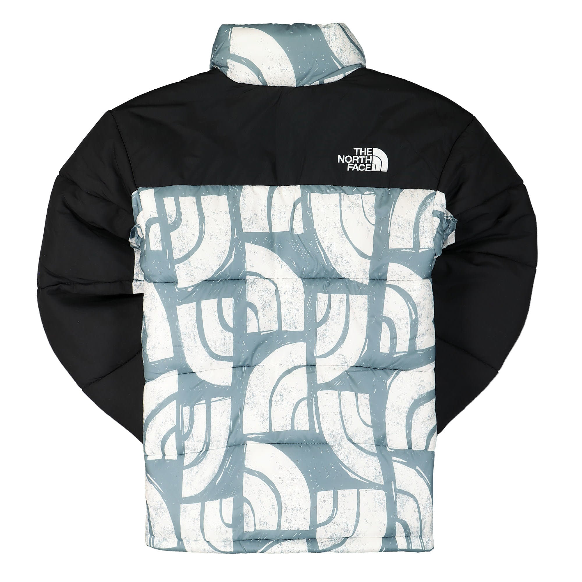 The North Face Himalayan Insulated Jacket Goblin Blue Woodblock Half Dome Print Puffer Jackets Material | Overkill