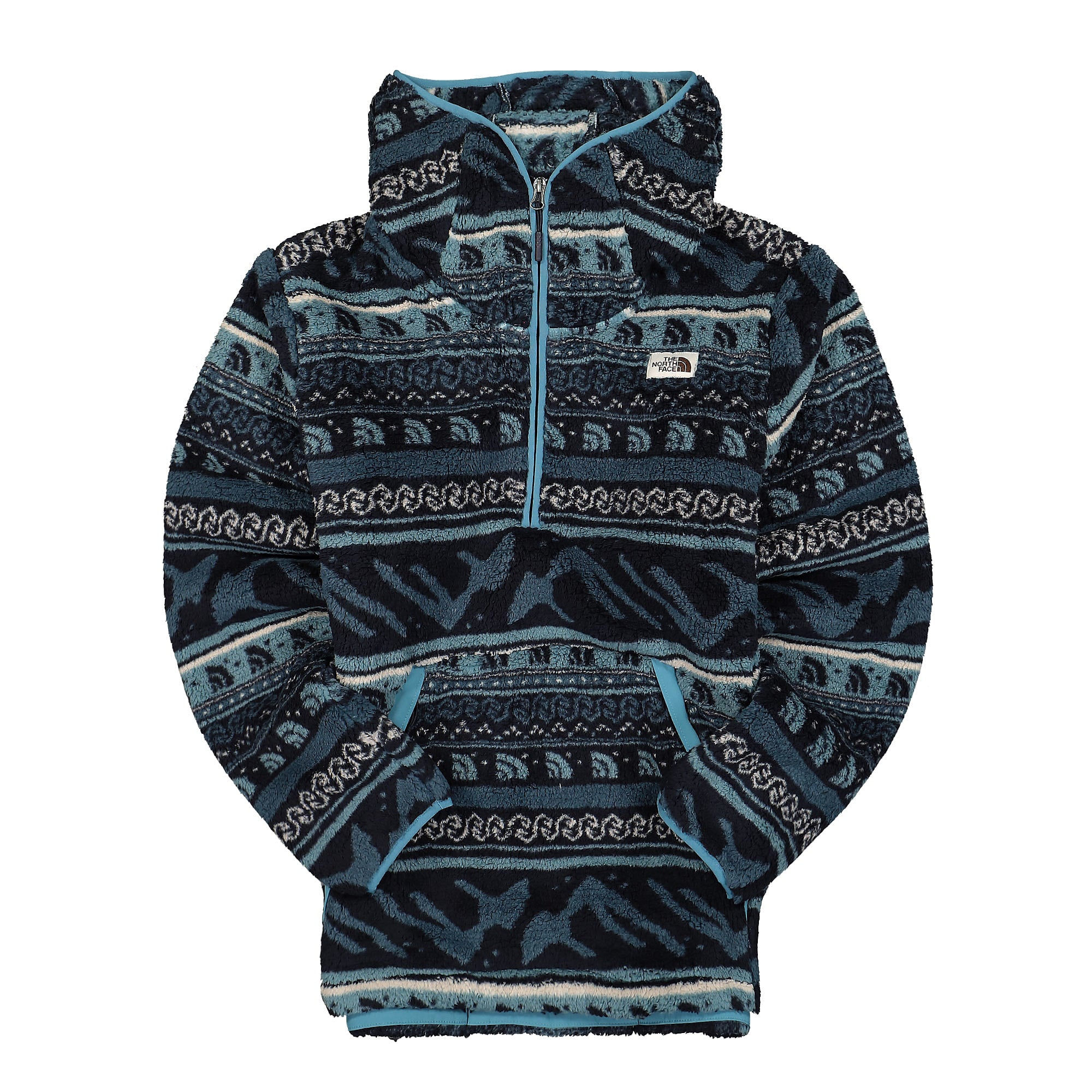 The North Face Campshire Fleece Hoodie Aviator Navy Mountain Fairisle Print Fleece Jackets NF0A5GMT2F3 | Overkill
