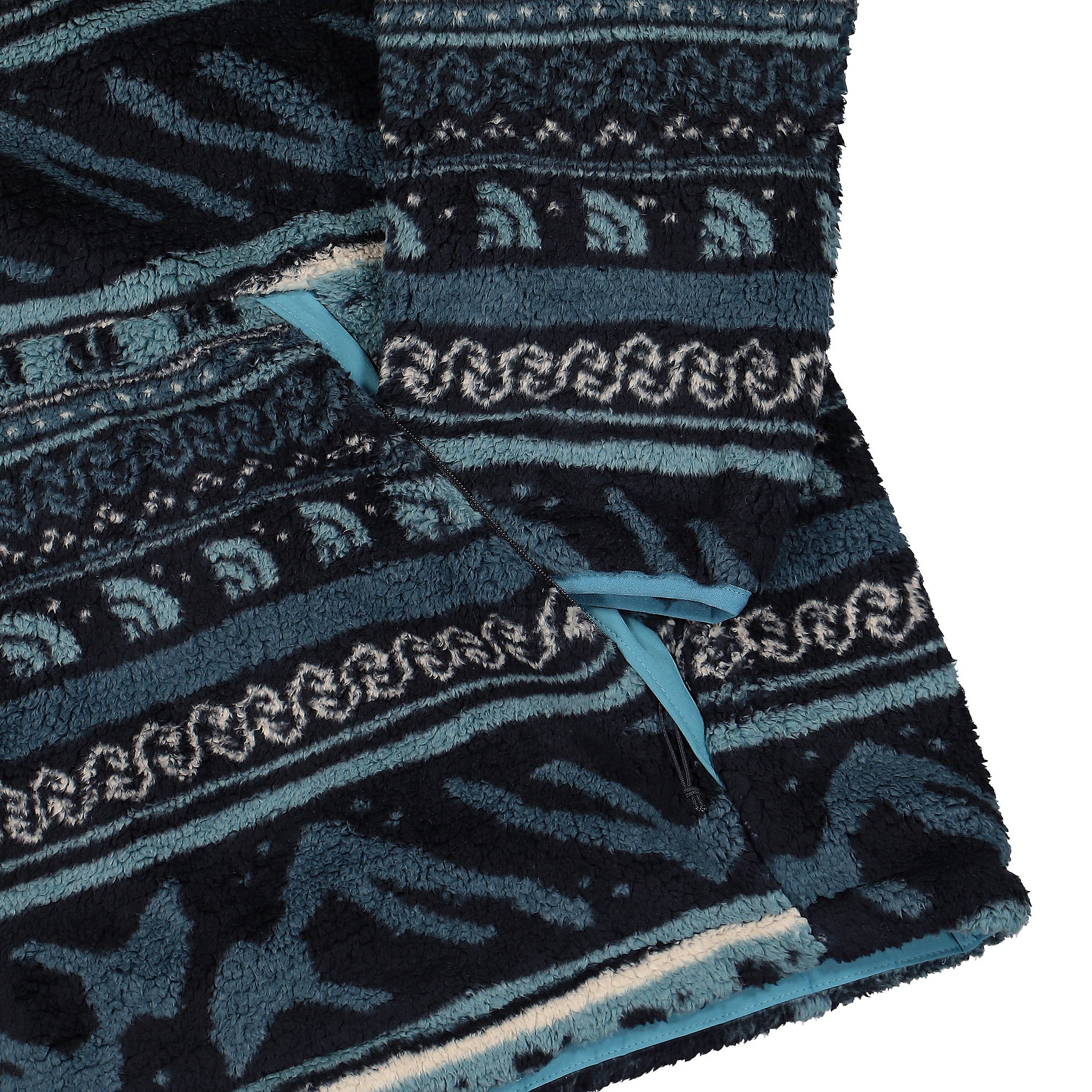 The North Face Campshire Fleece Hoodie Aviator Navy Mountain Fairisle Print Fleece Jackets Detailfoto | Overkill