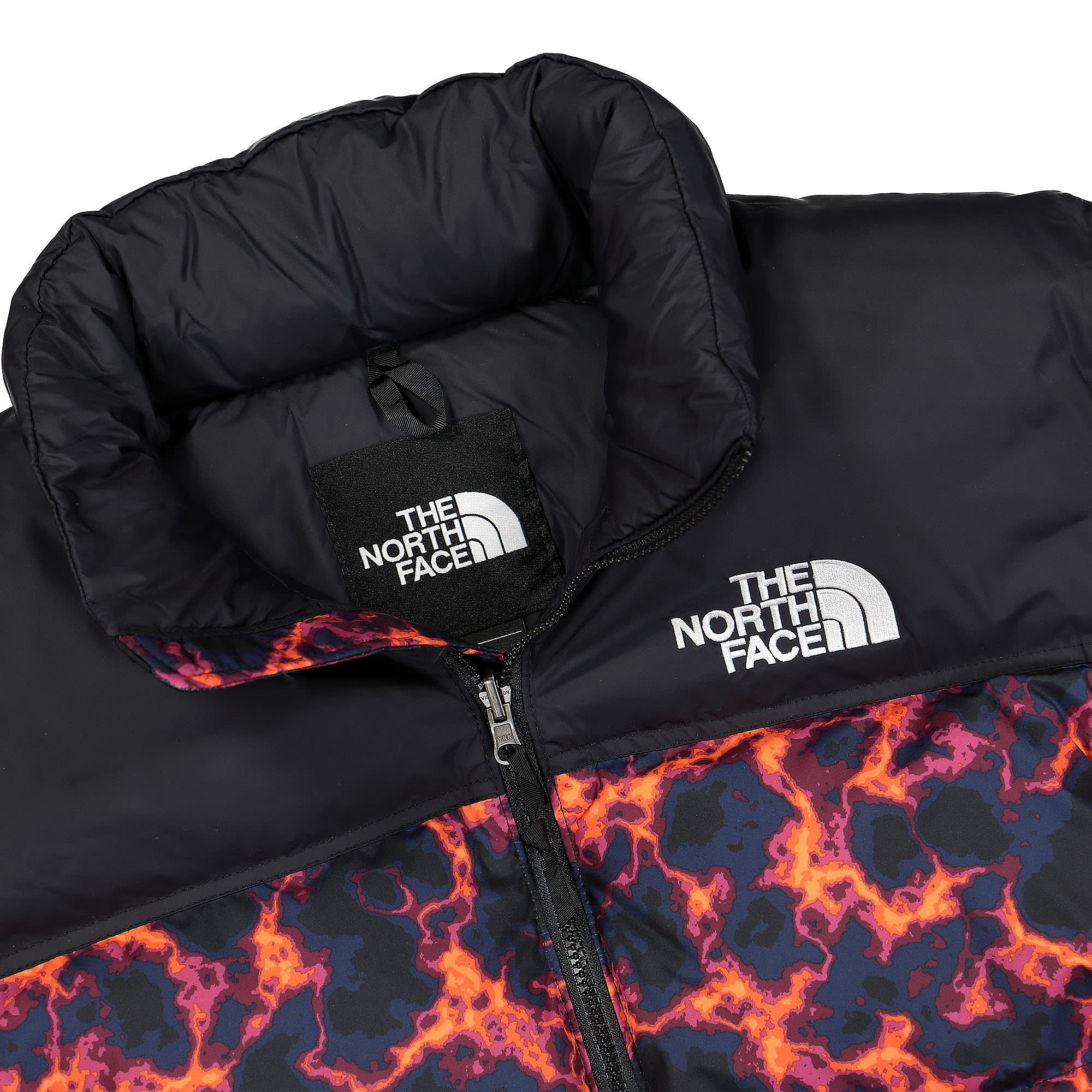 The North Face 1996 Retro Nuptse Jacket TNF Black Marble Camo Print Close-up | Overkill