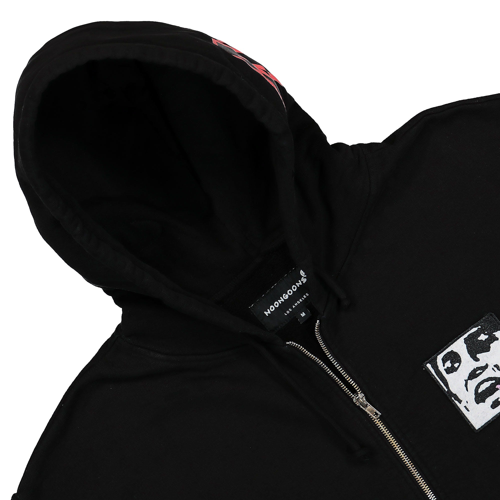 Noon Goons Patches Zip Hoodie Black Hoodies Close-up | Overkill