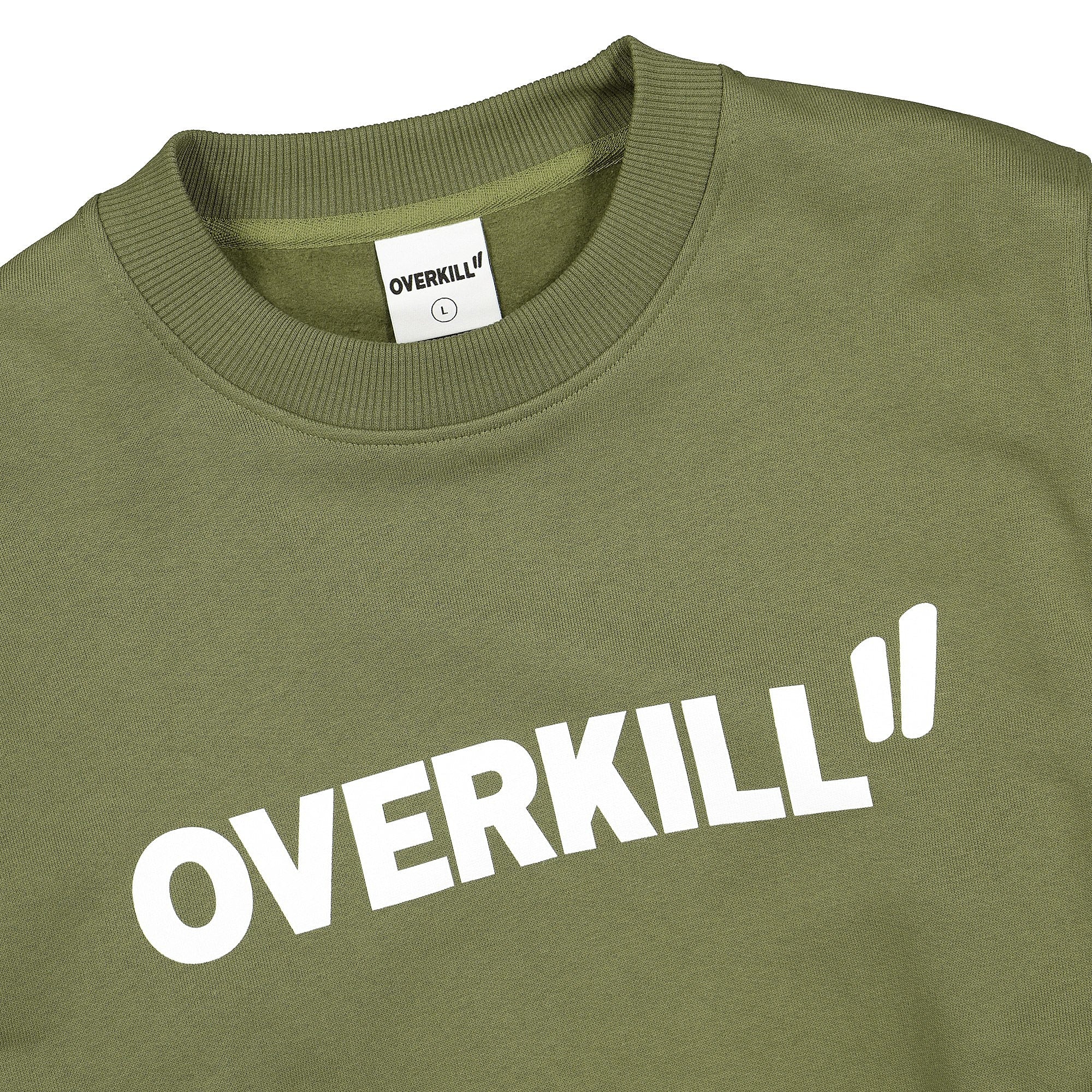 Overkill Logo Crewneck Aloe Green Sweatshirts Close-up | Overkill