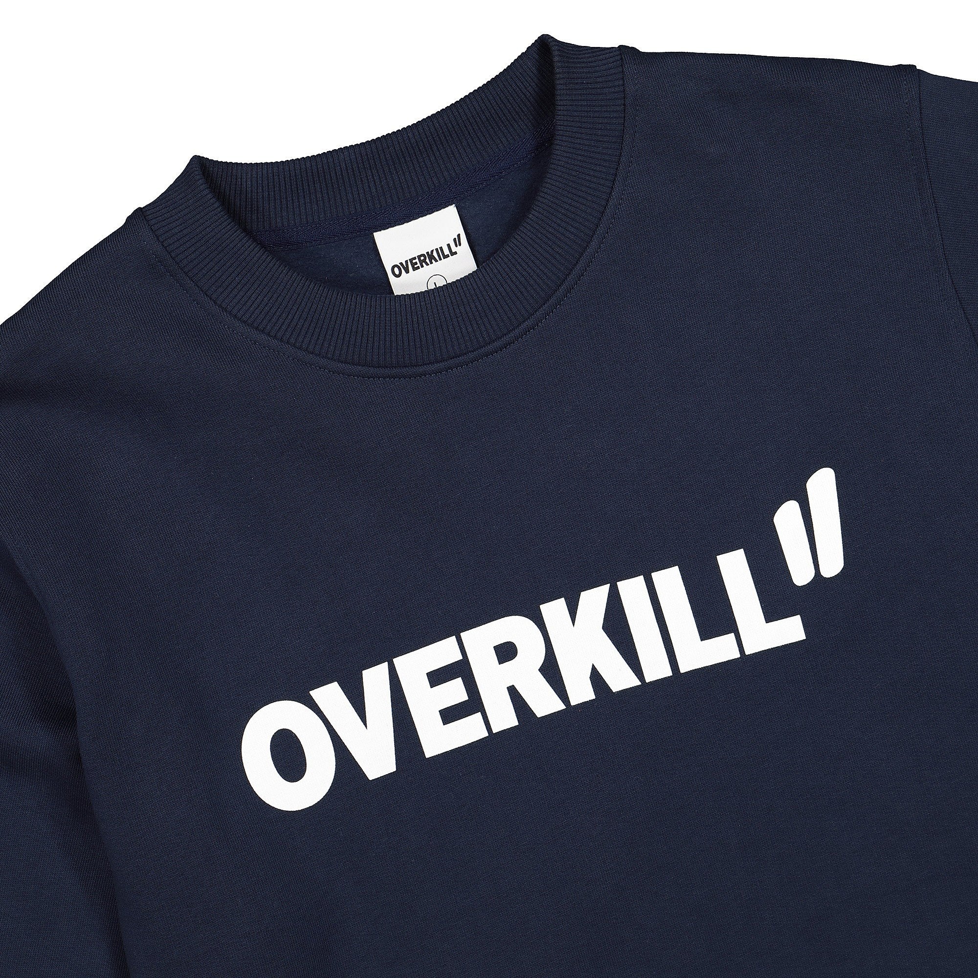 Overkill Logo Crewneck Midnight Sweatshirts Close-up | Overkill
