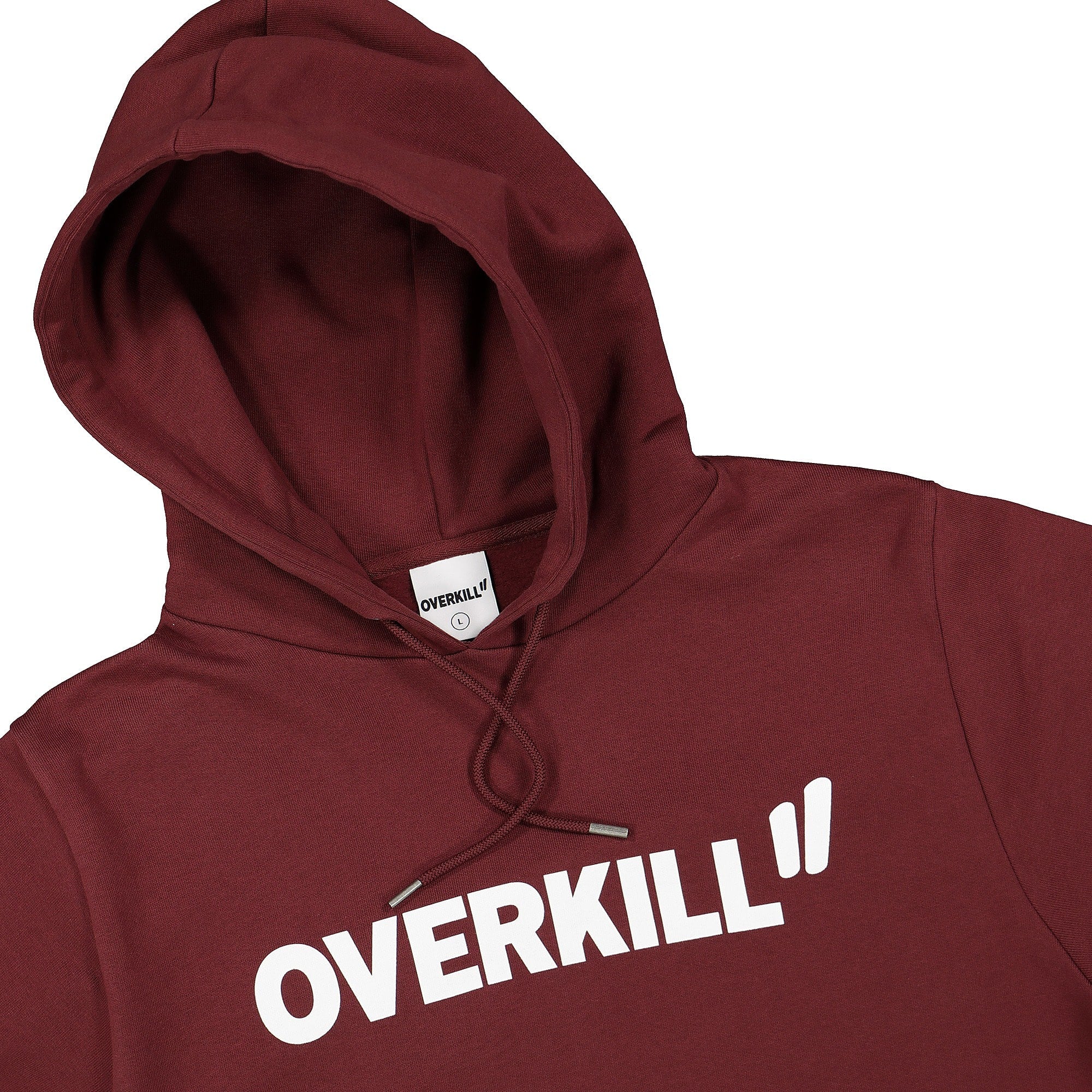 Overkill Logo Hoodie Burgundy Hoodies Close-up | Overkill