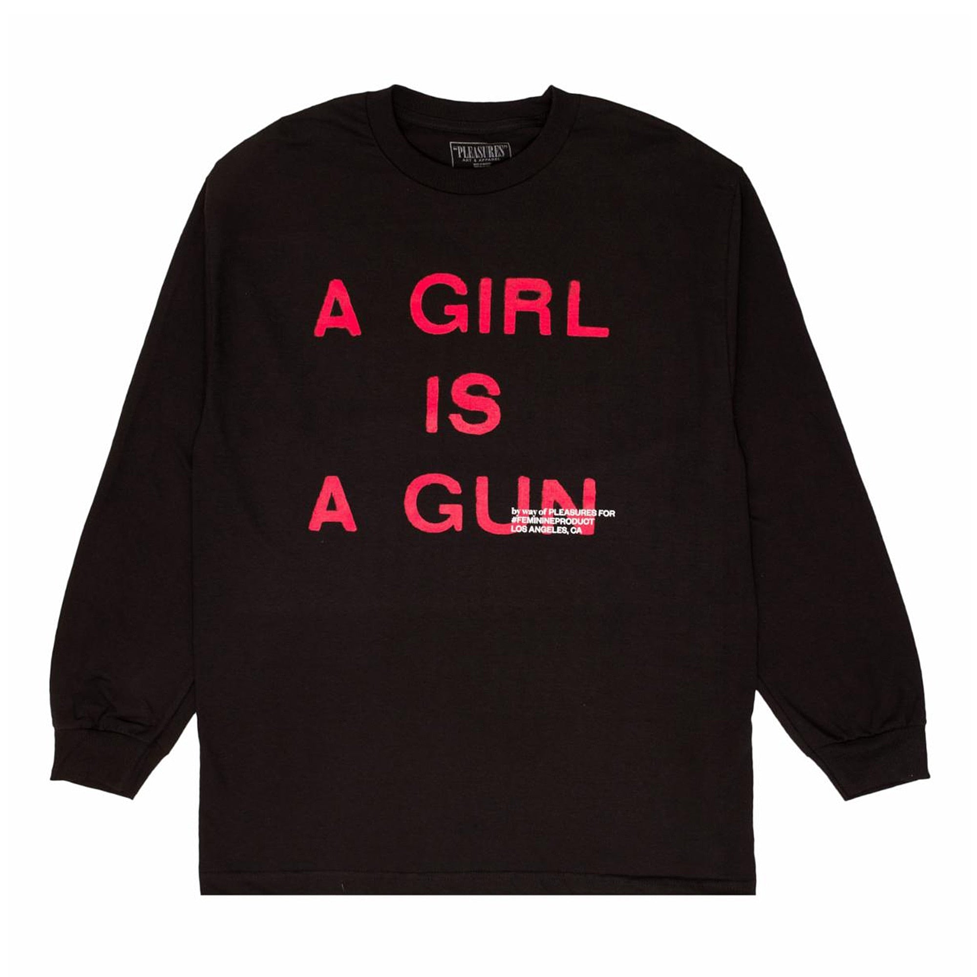Pleasures Girl Is A Gun Long Sleeve T-Shirt Black T-Shirts P17F101071 | Overkill