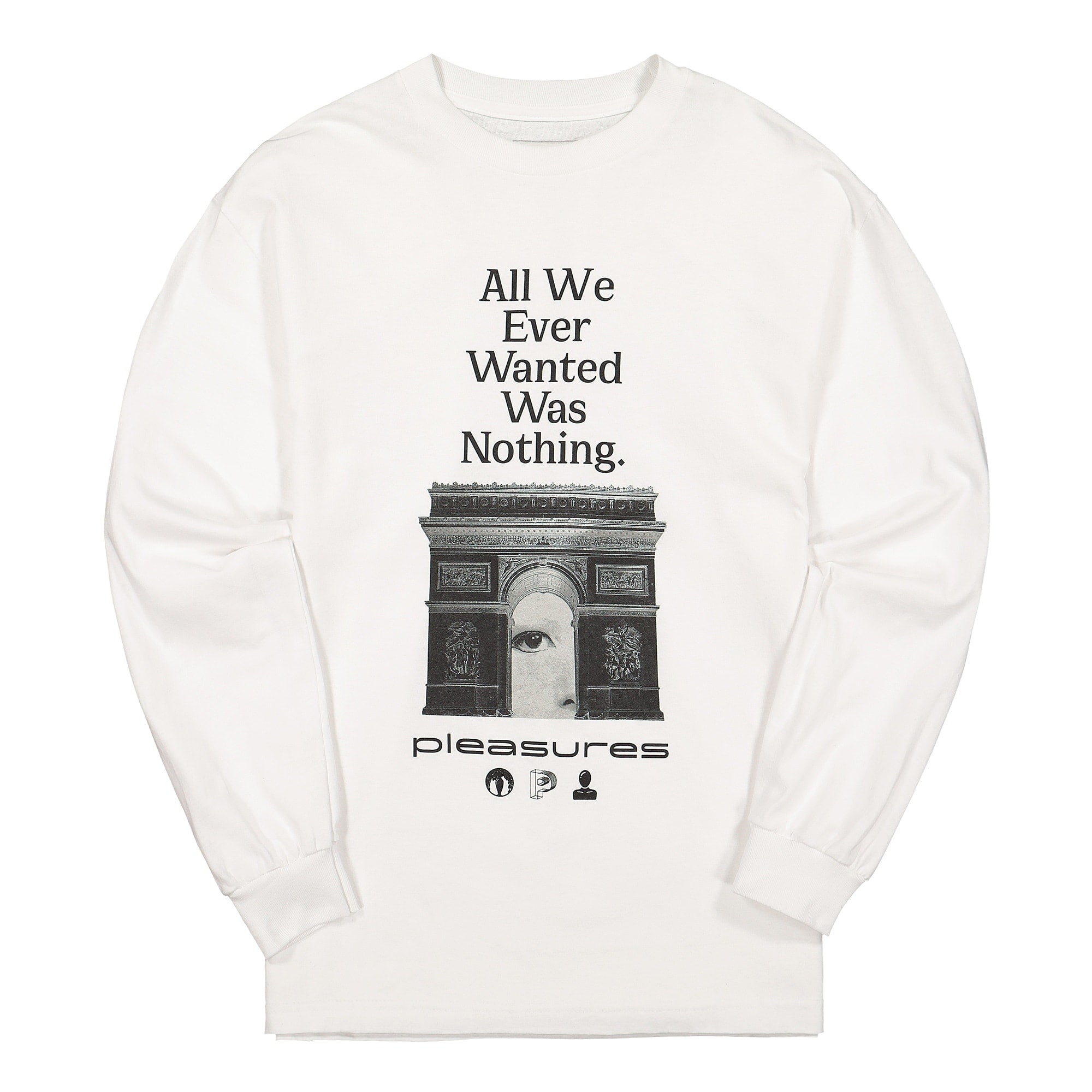 Pleasures Nothing Long Sleeve T-Shirt White T-Shirts P19F101058 | Overkill