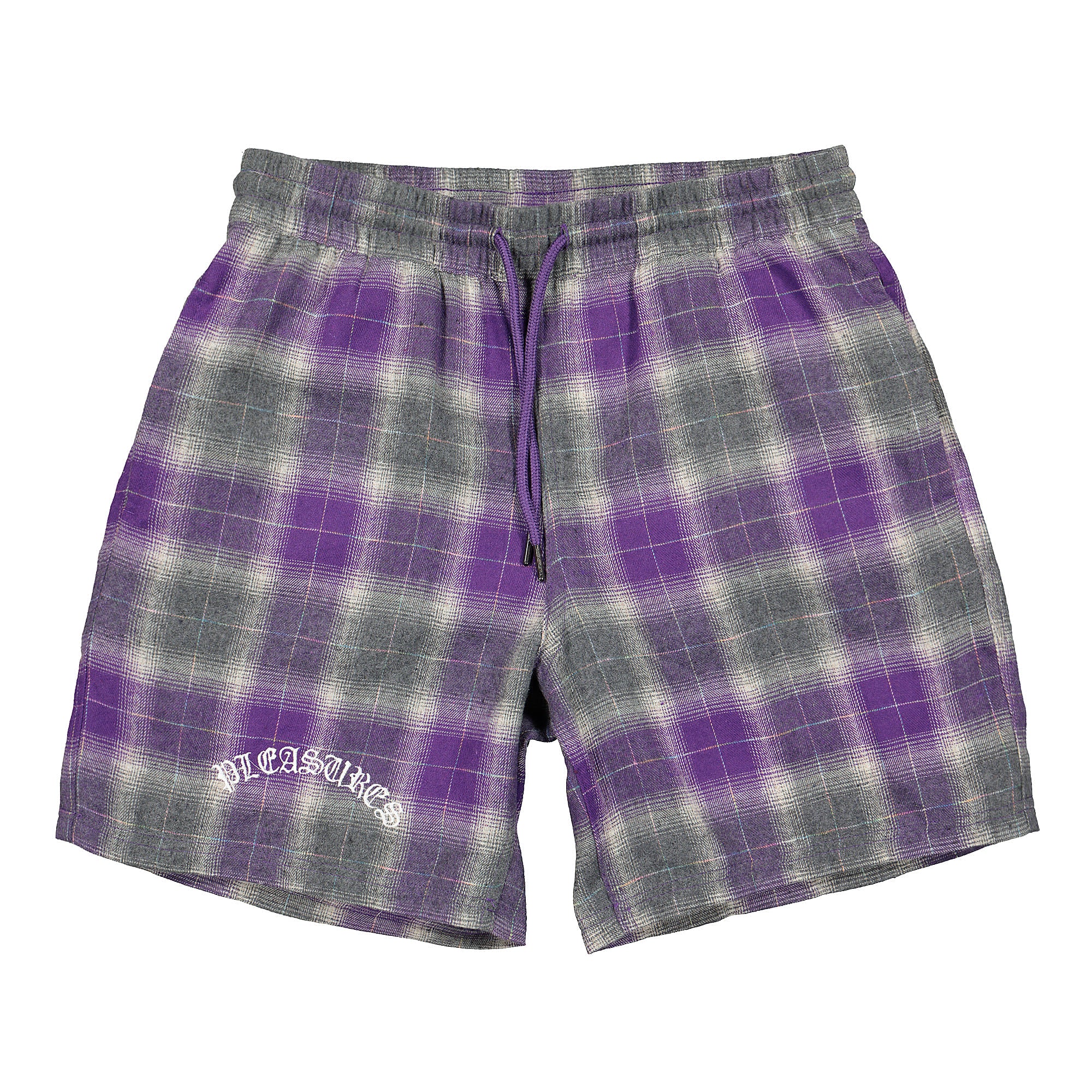 Pleasures Now Shadow Plaid Shorts Purple Shorts P19S105003 | Overkill