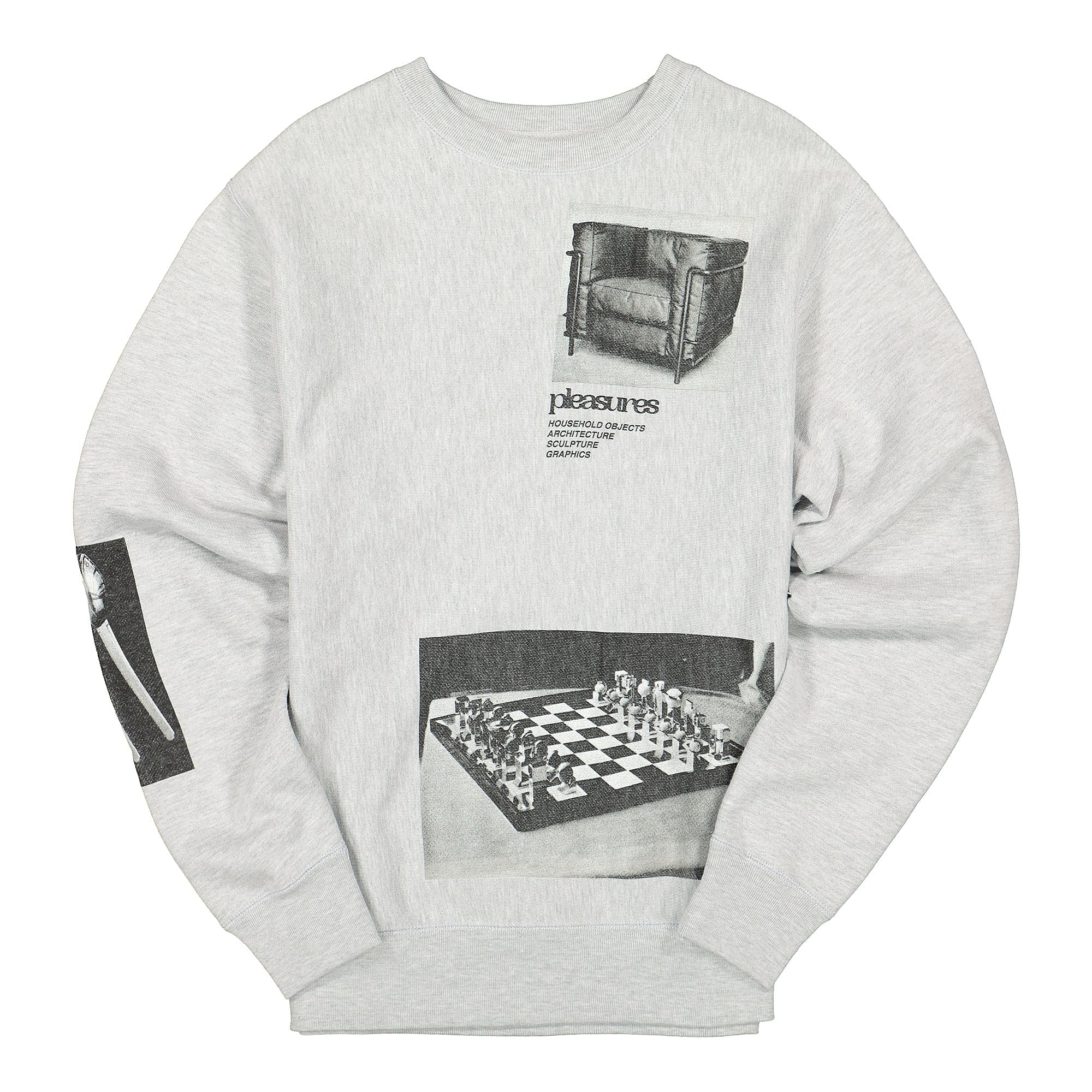 Pleasures Deco Premium Crewneck Ash Grey Sweatshirts P19W003 / Ash Grey | Overkill