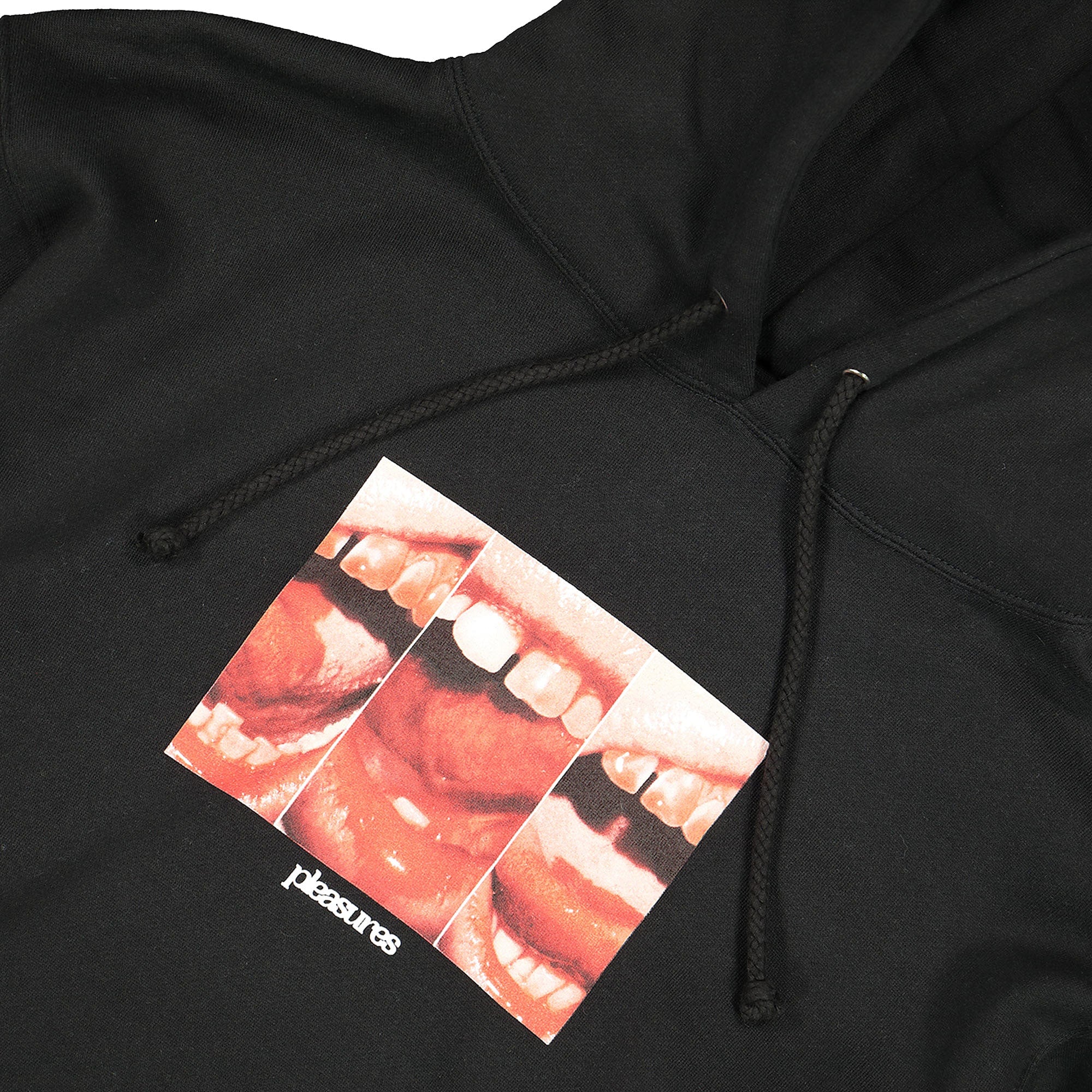 Pleasures Mouth Off Hoody Black Hoodies Close-up | Overkill