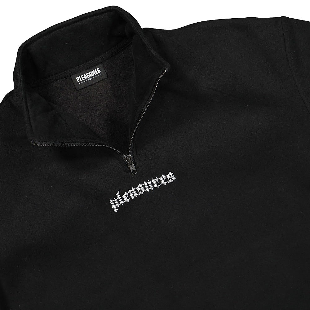 Pleasures Harmony Quarter Zip Black Sweatshirts Close-up | Overkill