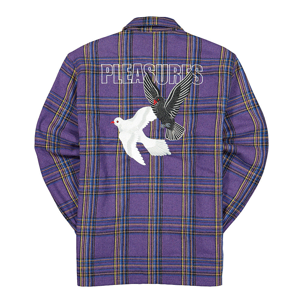 Pleasures Widow Heavyweight Flannel Purple Shirts Close-up | Overkill