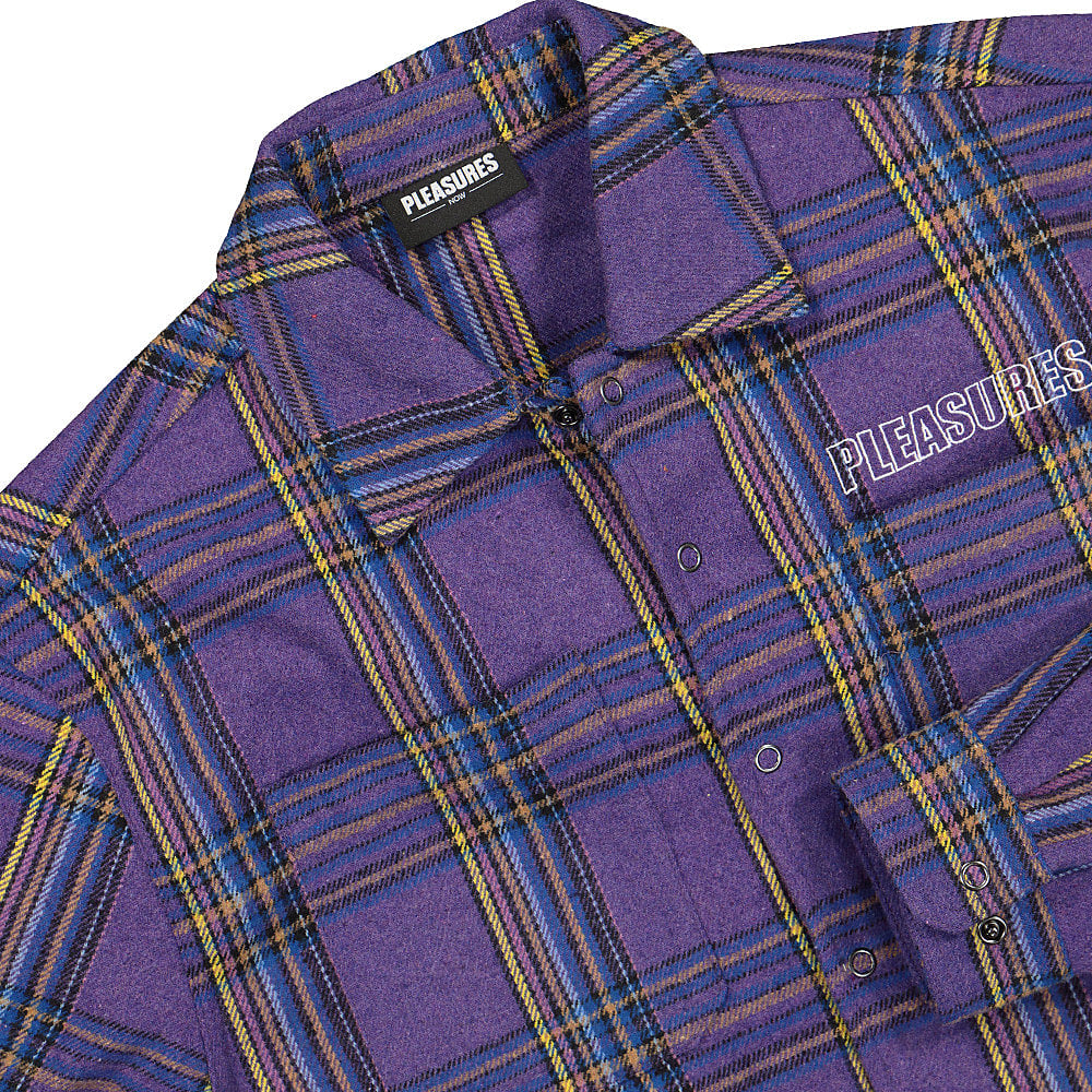 Pleasures Widow Heavyweight Flannel Purple Shirts Material | Overkill