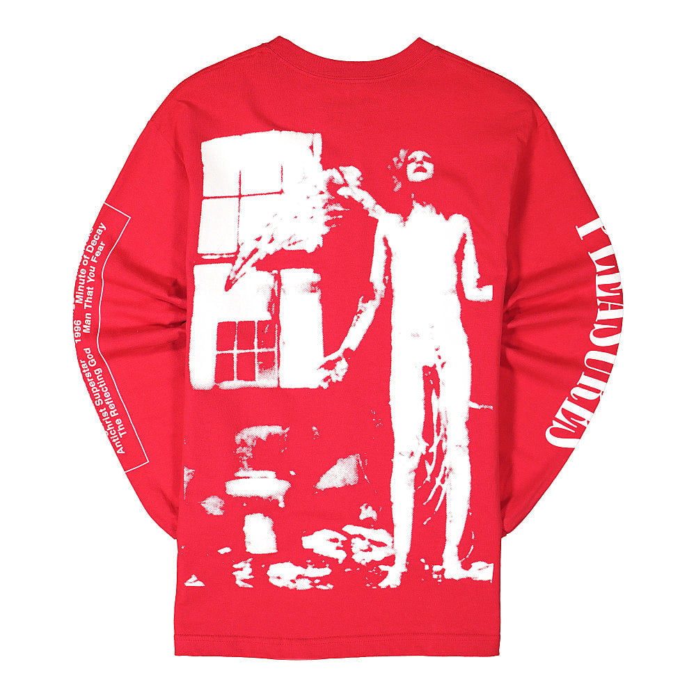 Pleasures Antichrist Long Sleeve Red Longsleeves Close-up | Overkill