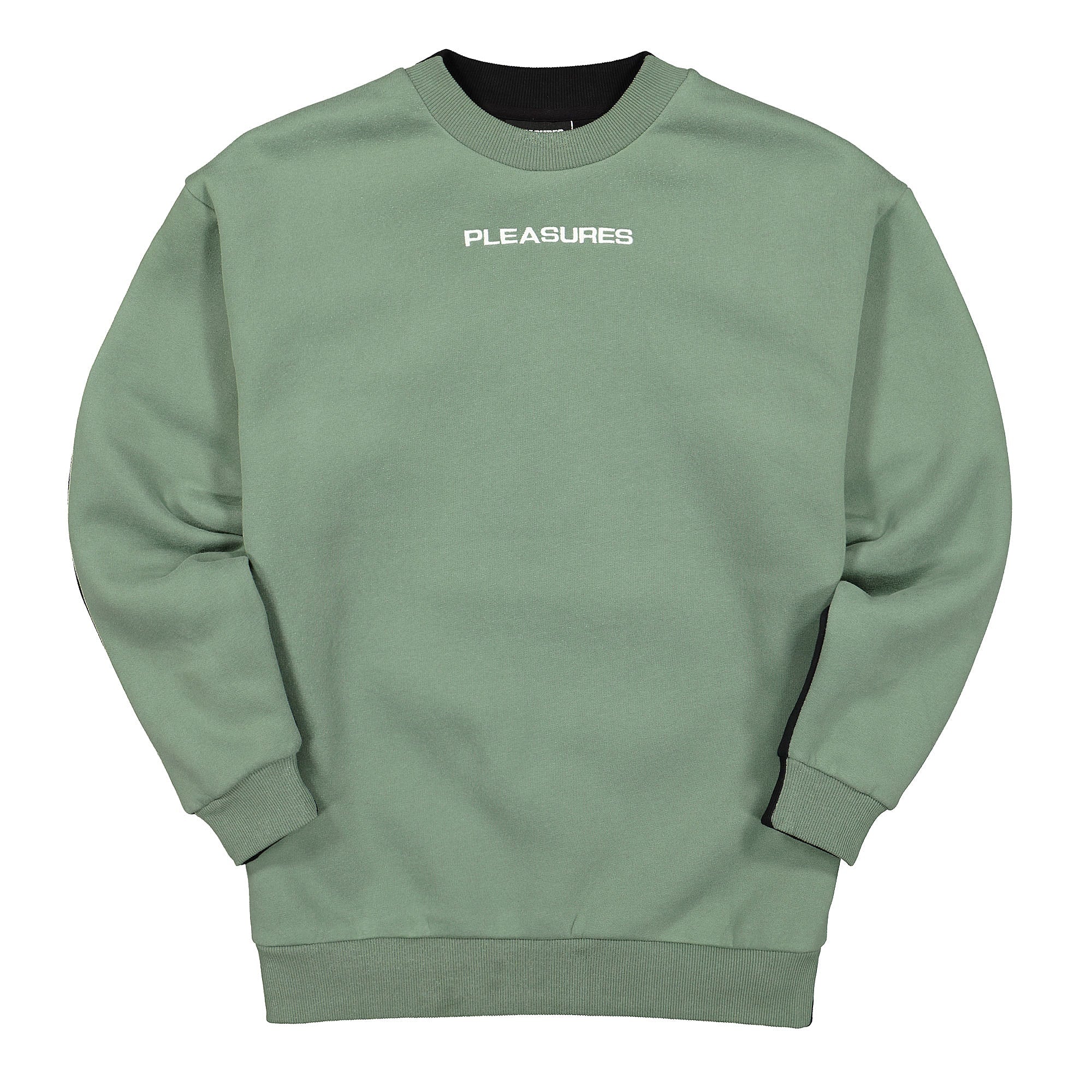 Pleasures Experience Blocked Crewneck Olive / Black Sweatshirts P20SPCUT0019 | Overkill