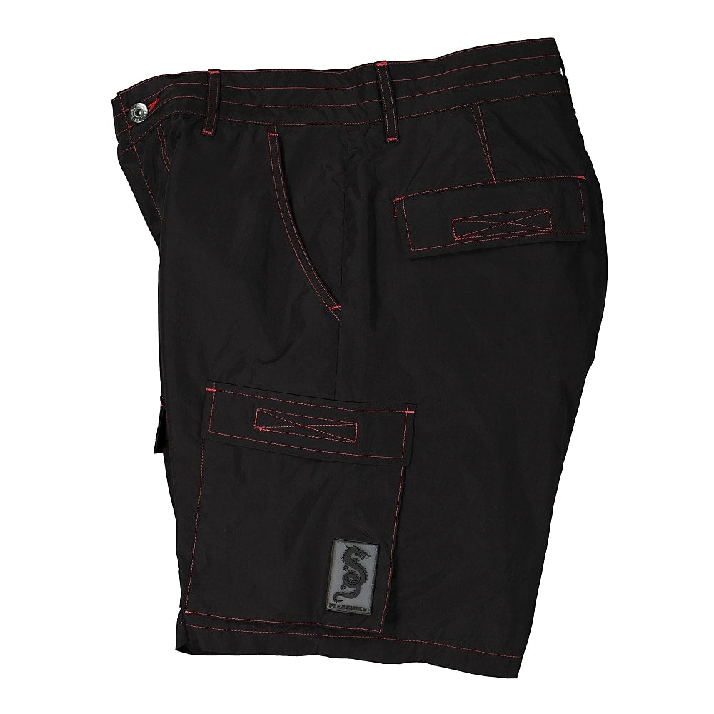 Pleasures Static Nylon Cargo Shorts Black Shorts Close-up | Overkill