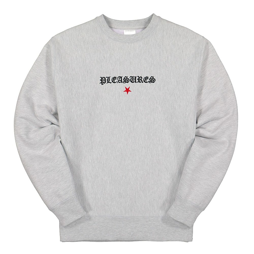 Pleasures Shine Premium Crewneck Heather Grey Sweatshirts P20SU037 | Overkill