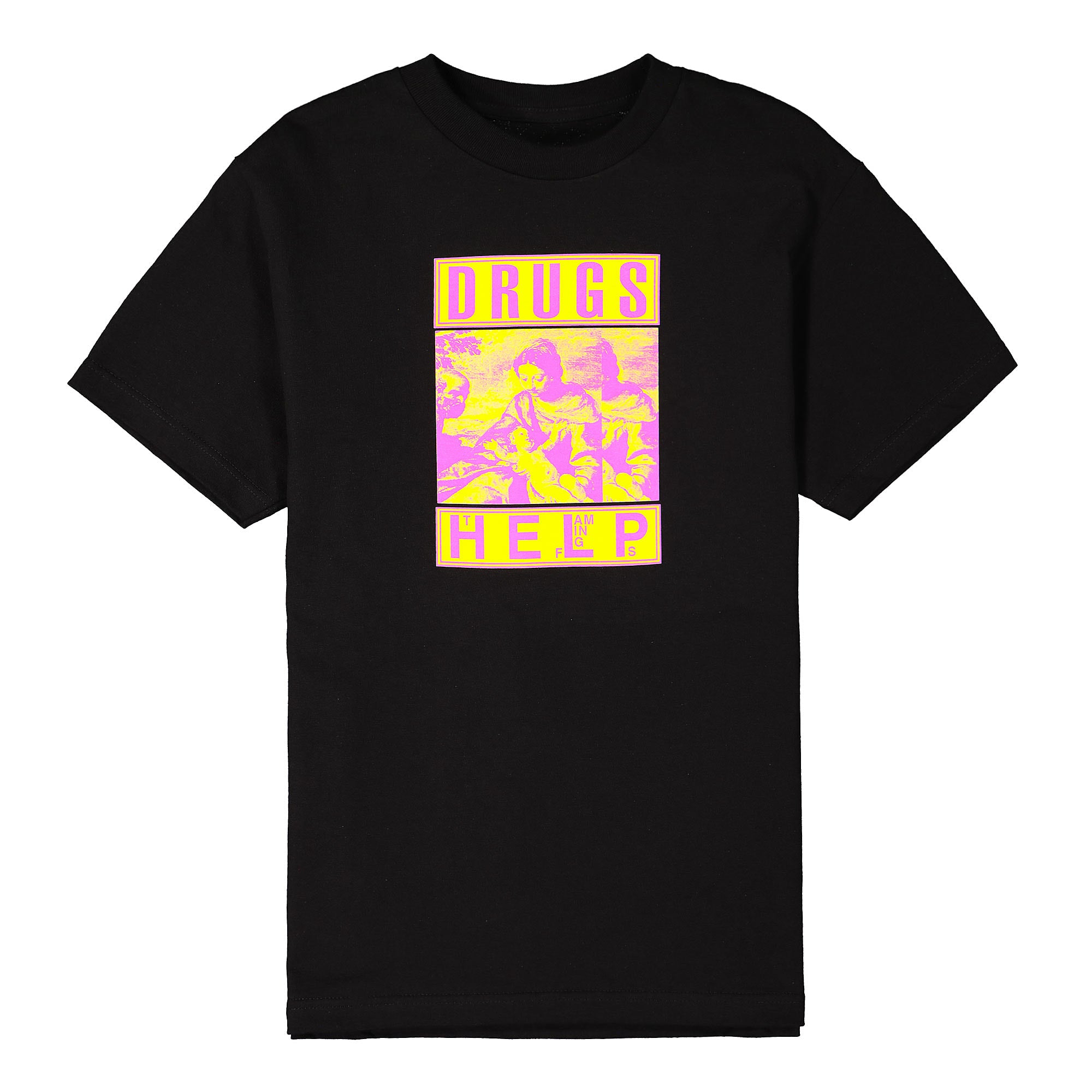 Pleasures Drugs Help T-Shirt Black T-Shirts P20SU038 | Overkill