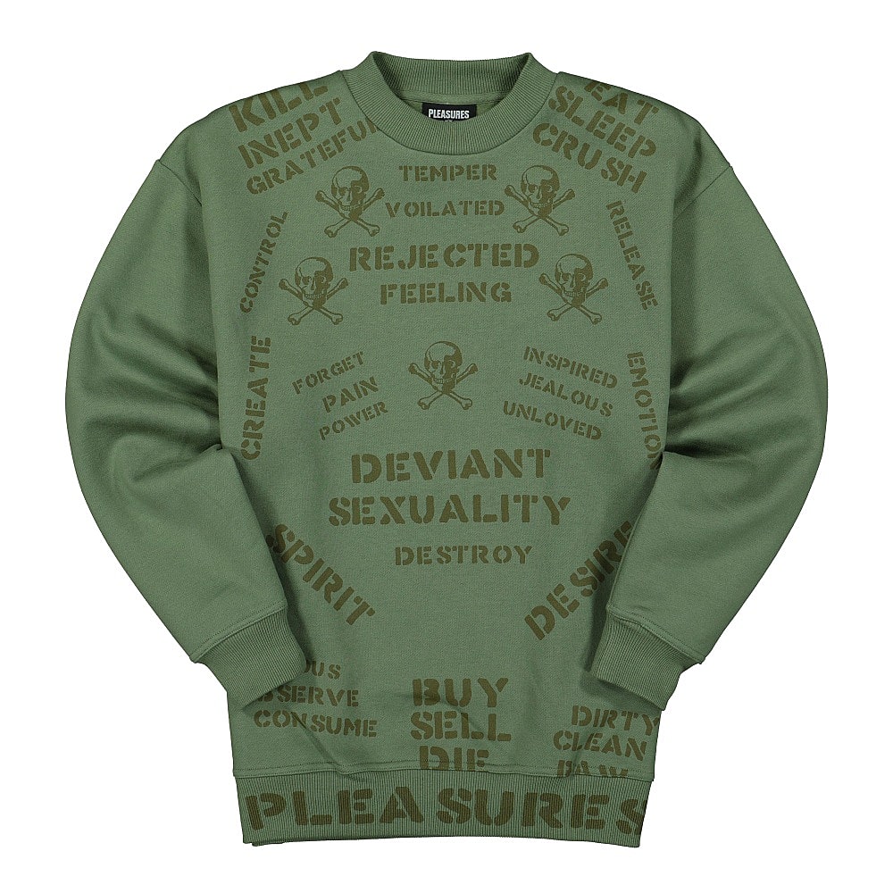 Pleasures Crush Crewneck Sweatshirt Army Sweatshirts P20W023 | Overkill