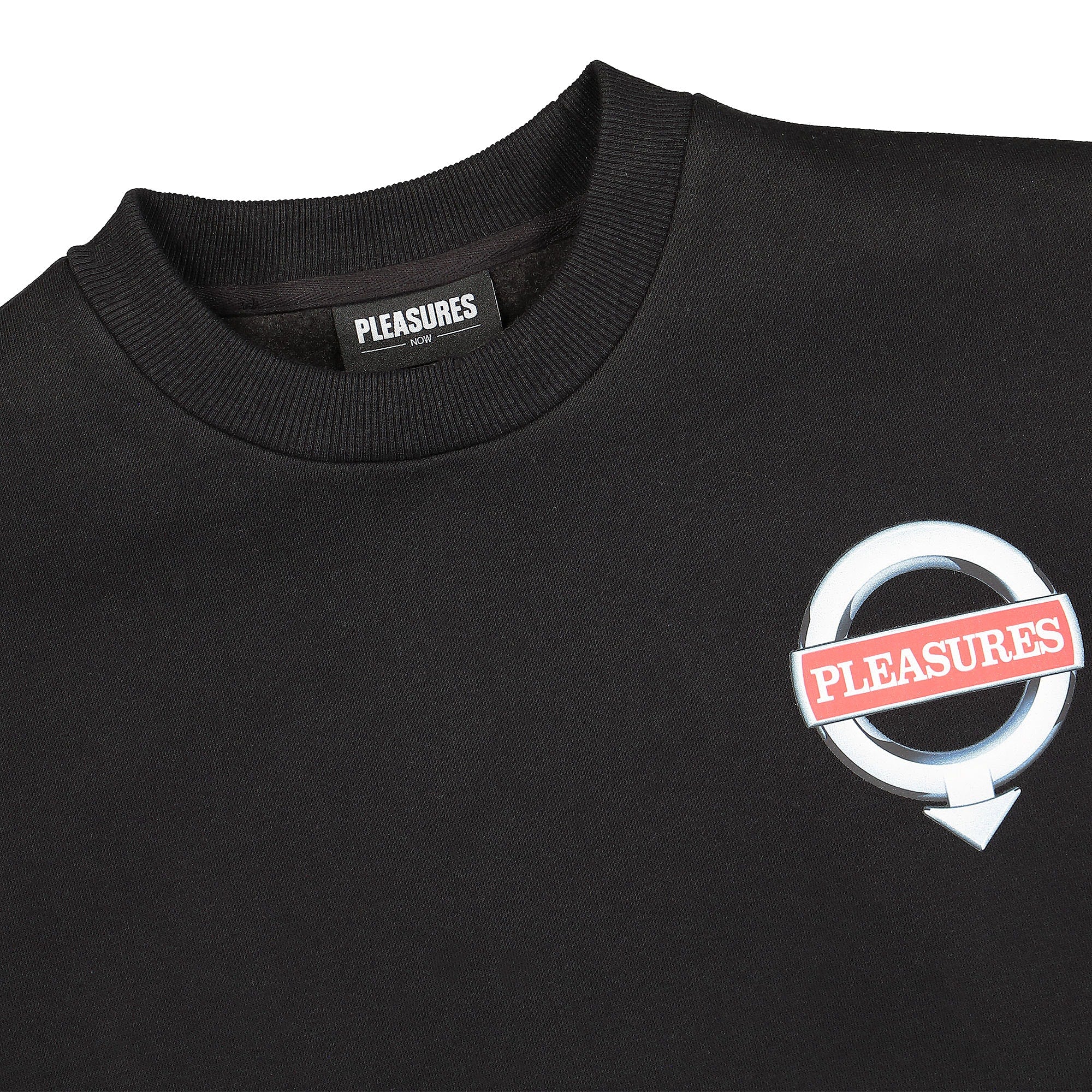 Pleasures Language Crewneck Black Sweatshirts Material | Overkill