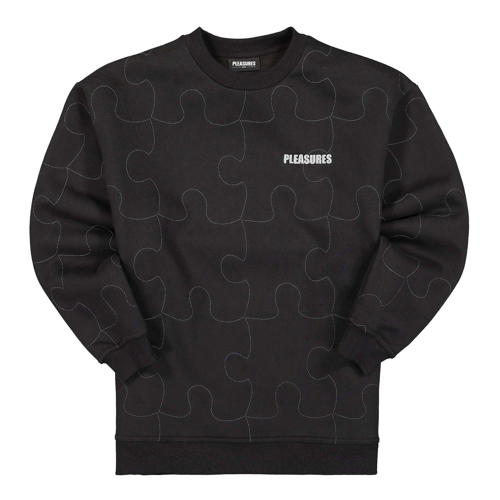 Pleasures Pieces Reflective Crewneck Black Sweatshirts P21F026 | Overkill